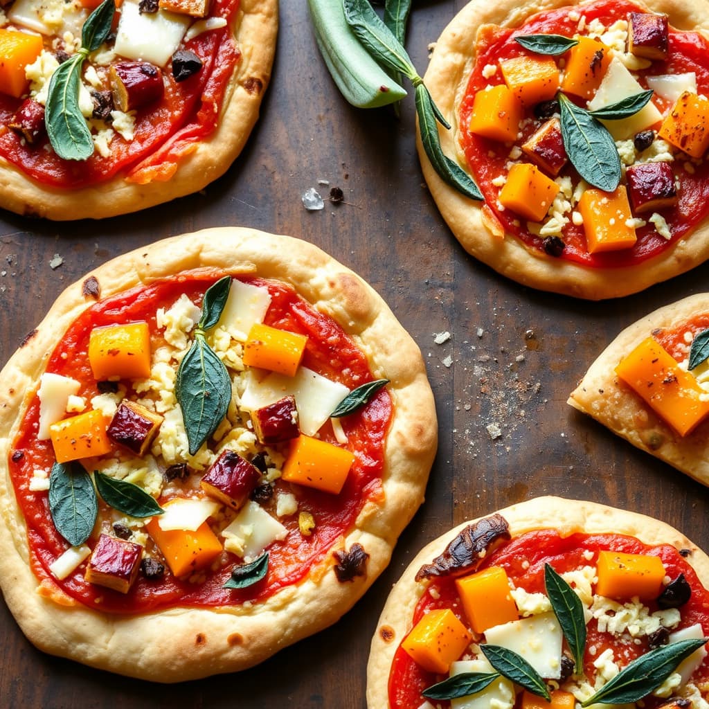 Butternut squash, parmesan og salviepizzaer