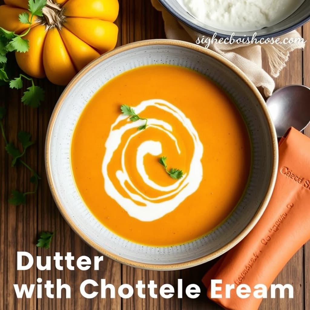 Butternut squash-suppe med chipotle-krem