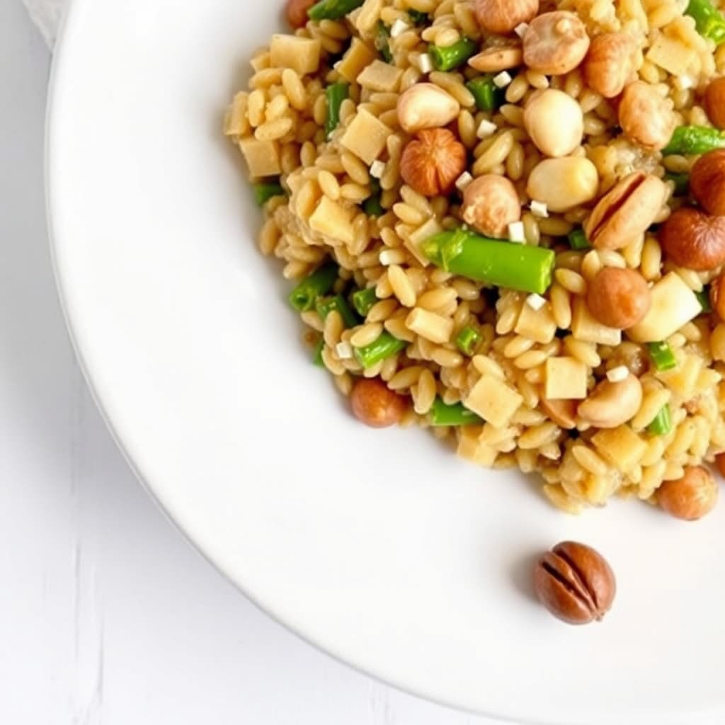 Byggrisotto med asparges og hasselnøtter