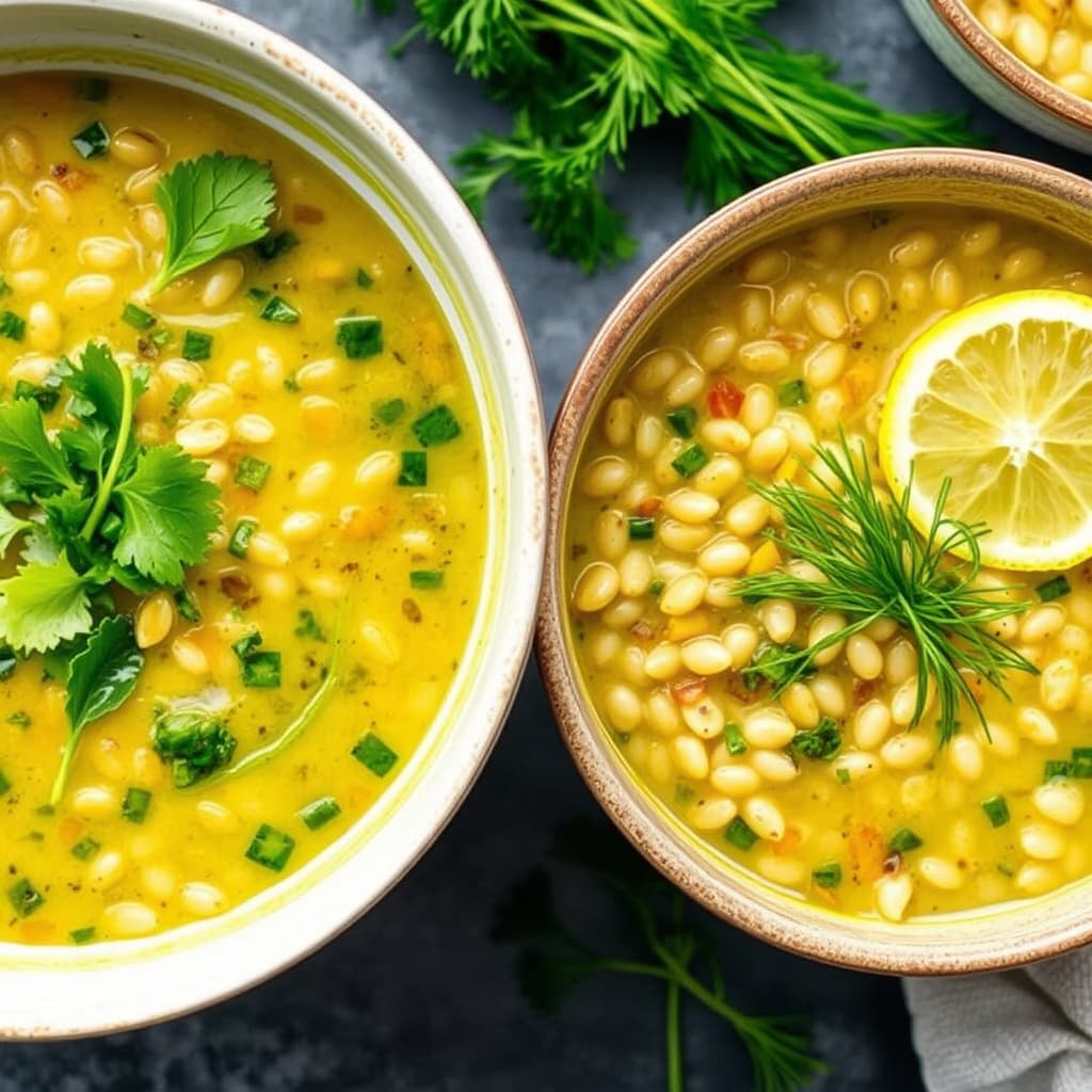 Byggrynssuppe med grønnsaker, fennikel, sitron og dill