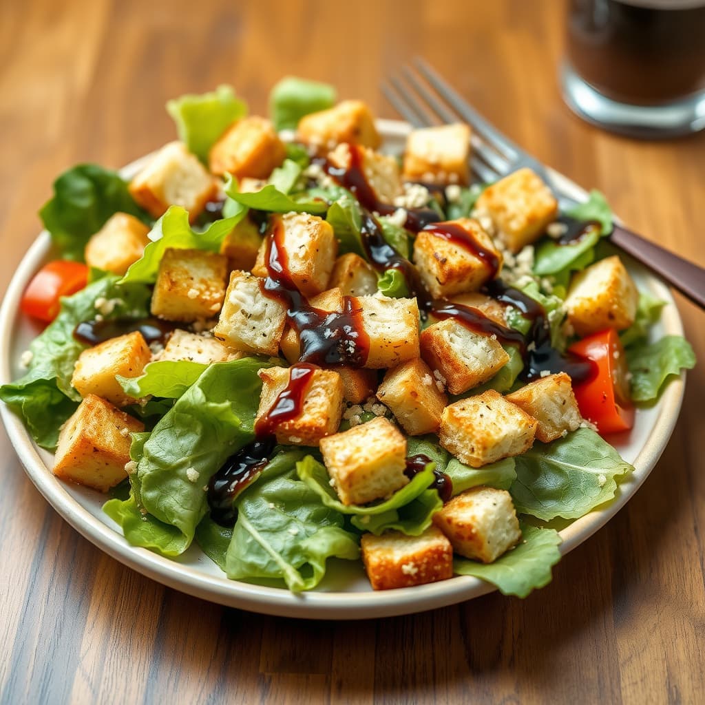 Caesarsalat med hjemmelagde croutoner og balsamico-dressing