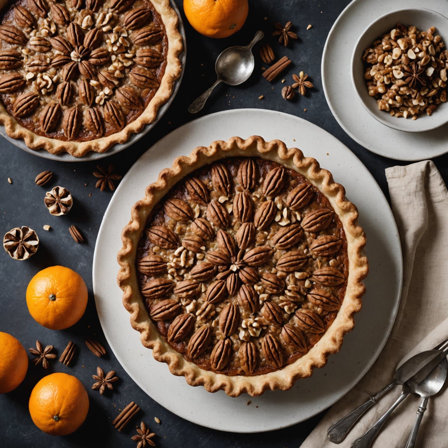 California-valnøttpai med appelsin og kanel