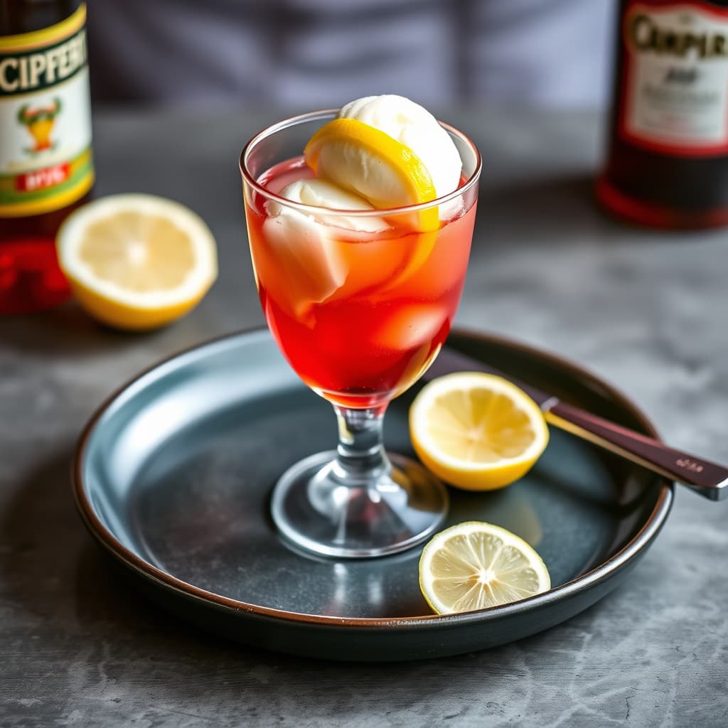 Campari-affaotto med sitronsorbet