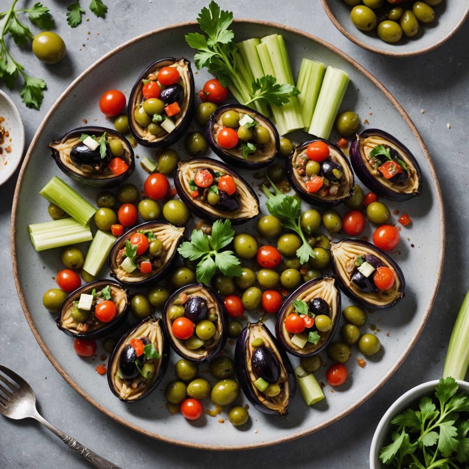 Caponatina siciliana – aubergine, oliven og selleri – forrett