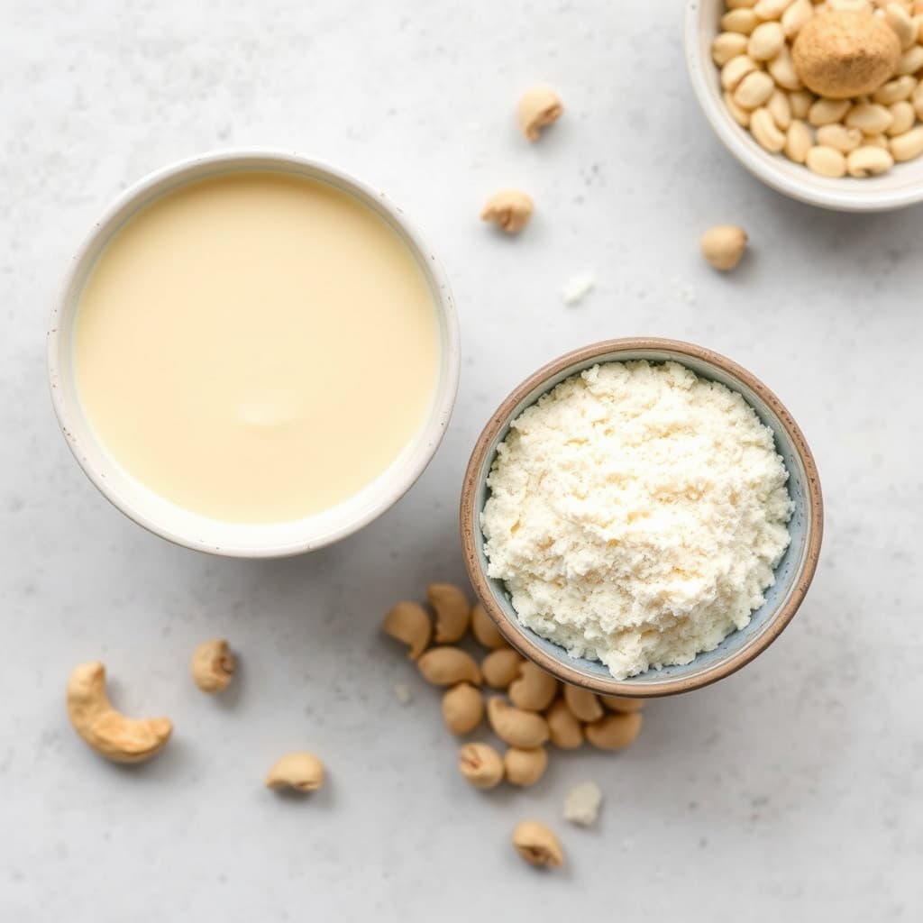 Cashew melk og cashew-mel