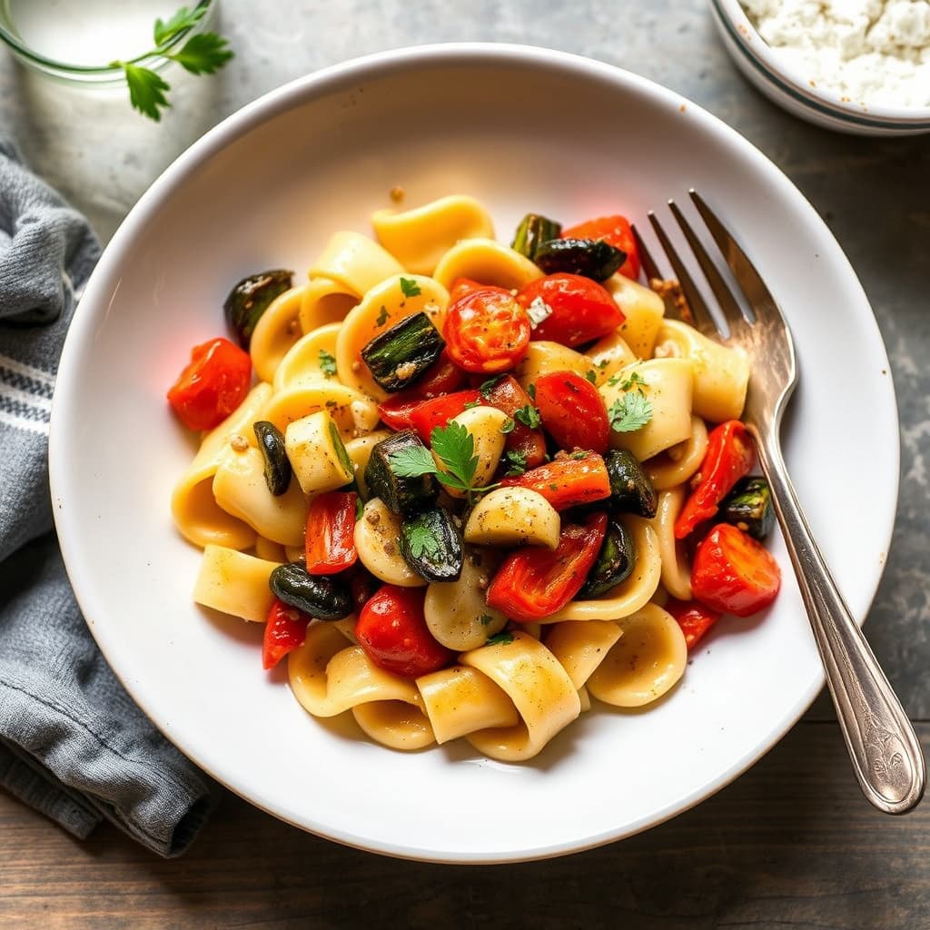 Cavatelli med glasert grønnsaker