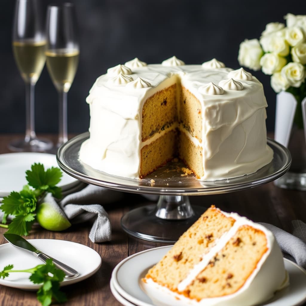 Champagnekake med smørkremglasur