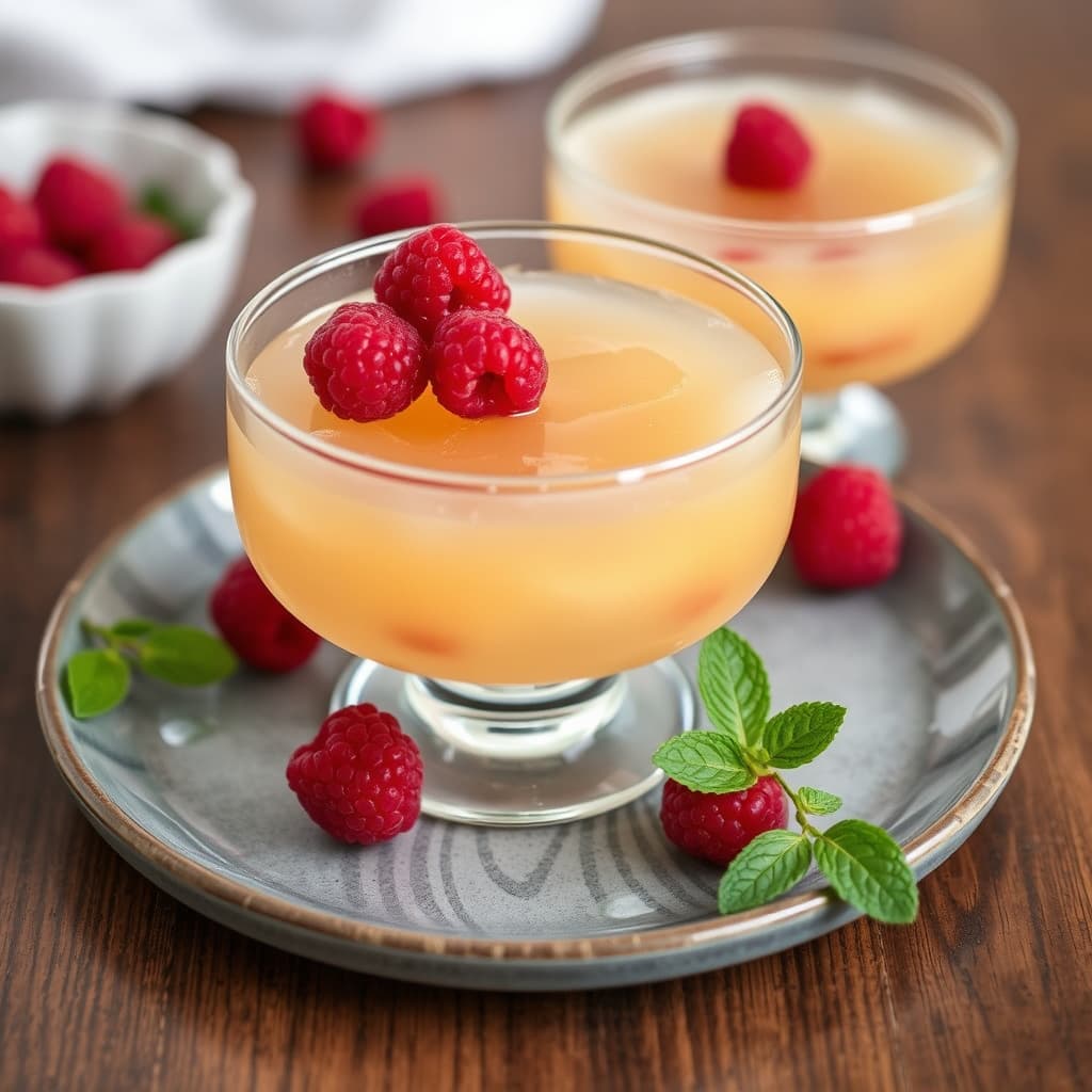 Champagnesjell med bringebær