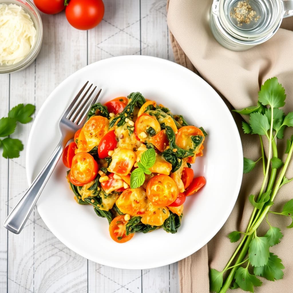 Chard, tomat og ostestuing