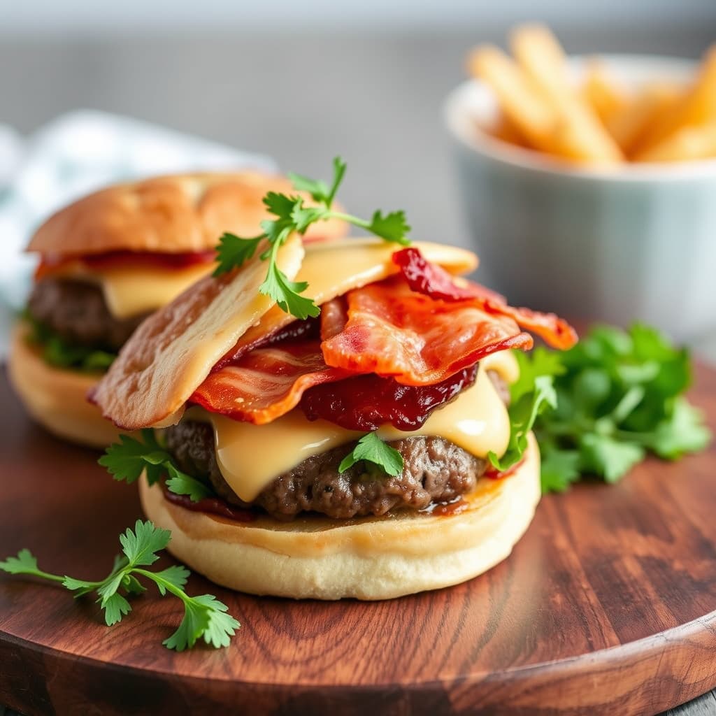 Cheddar bacon hamburgere med pepperrot