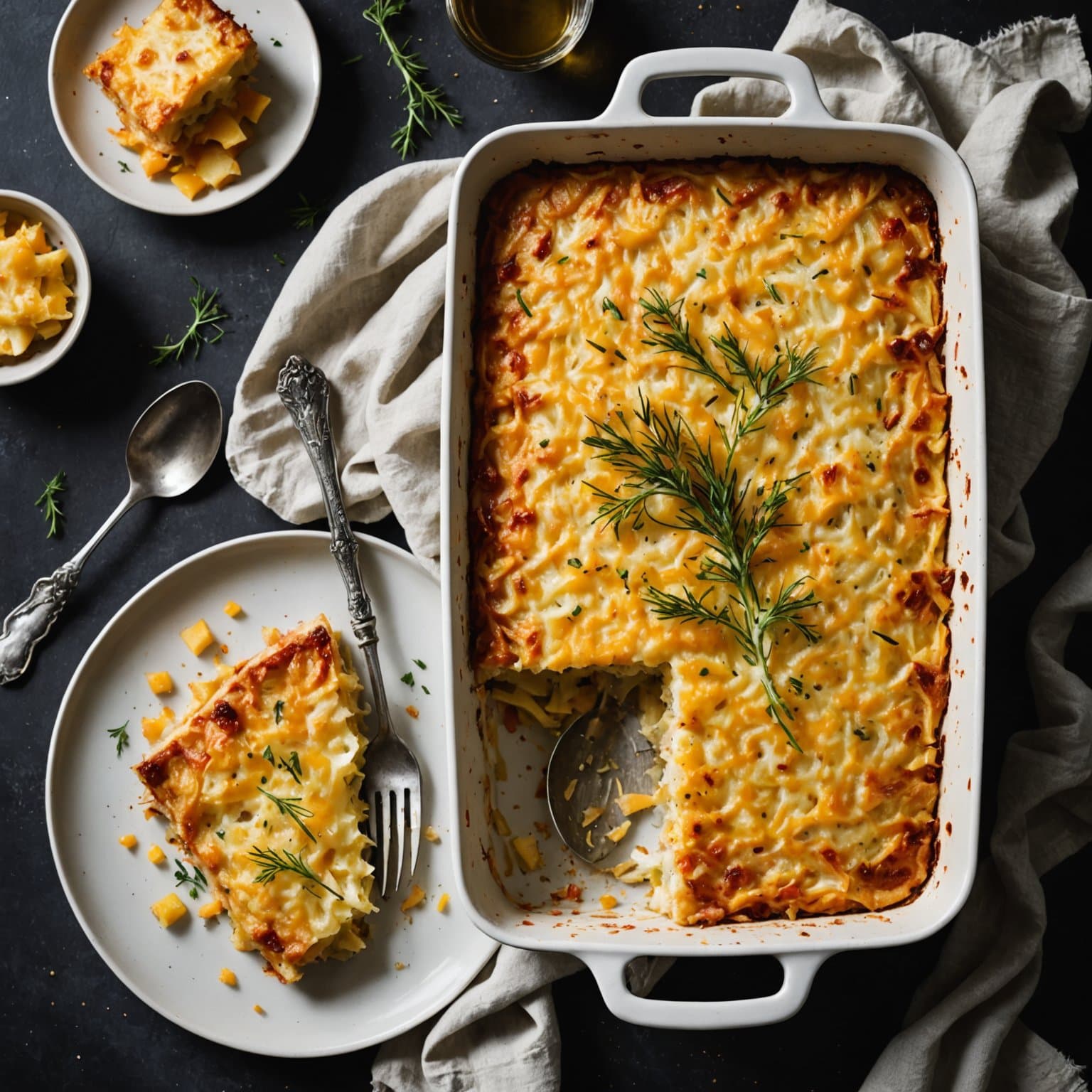 Cheddar- og fennikelpotetgrateng