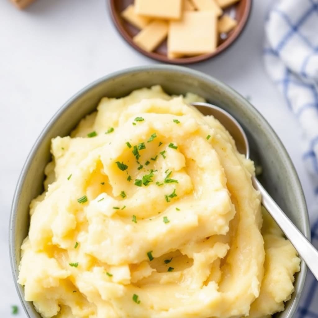 Cheddar-ostede potetmos