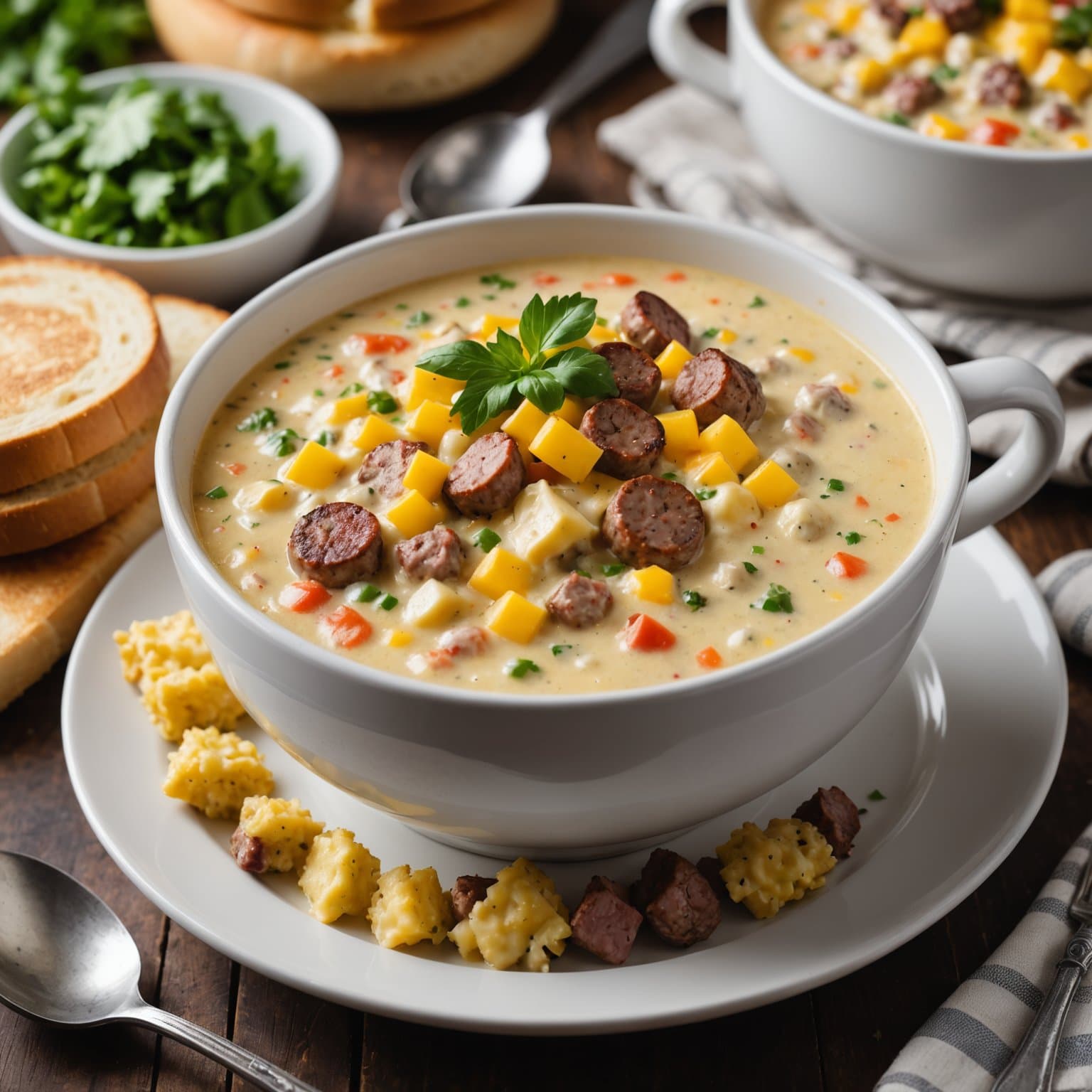 Cheeseburger-suppe med pølse
