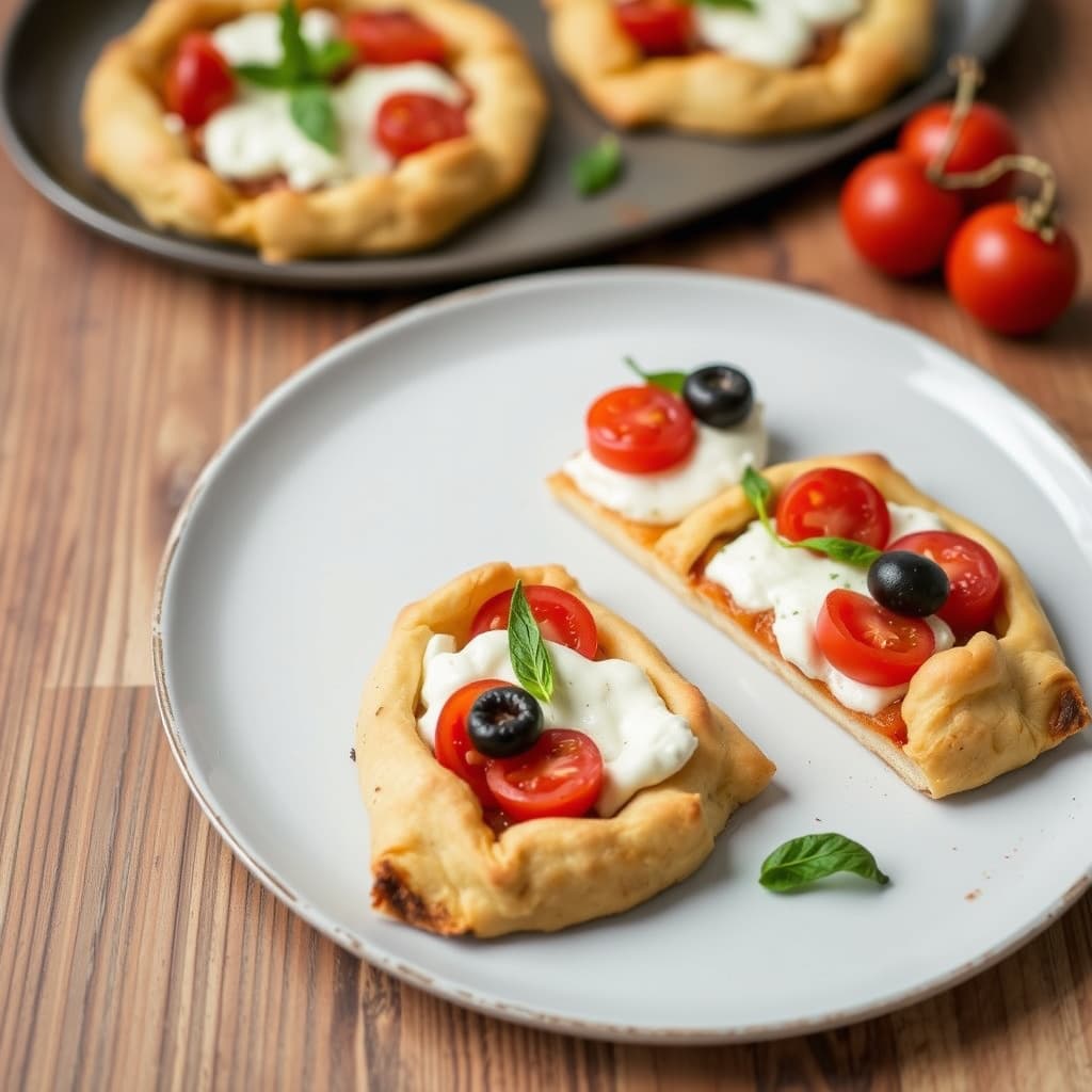 Cherrytomat, ricotta og oliven-galetter