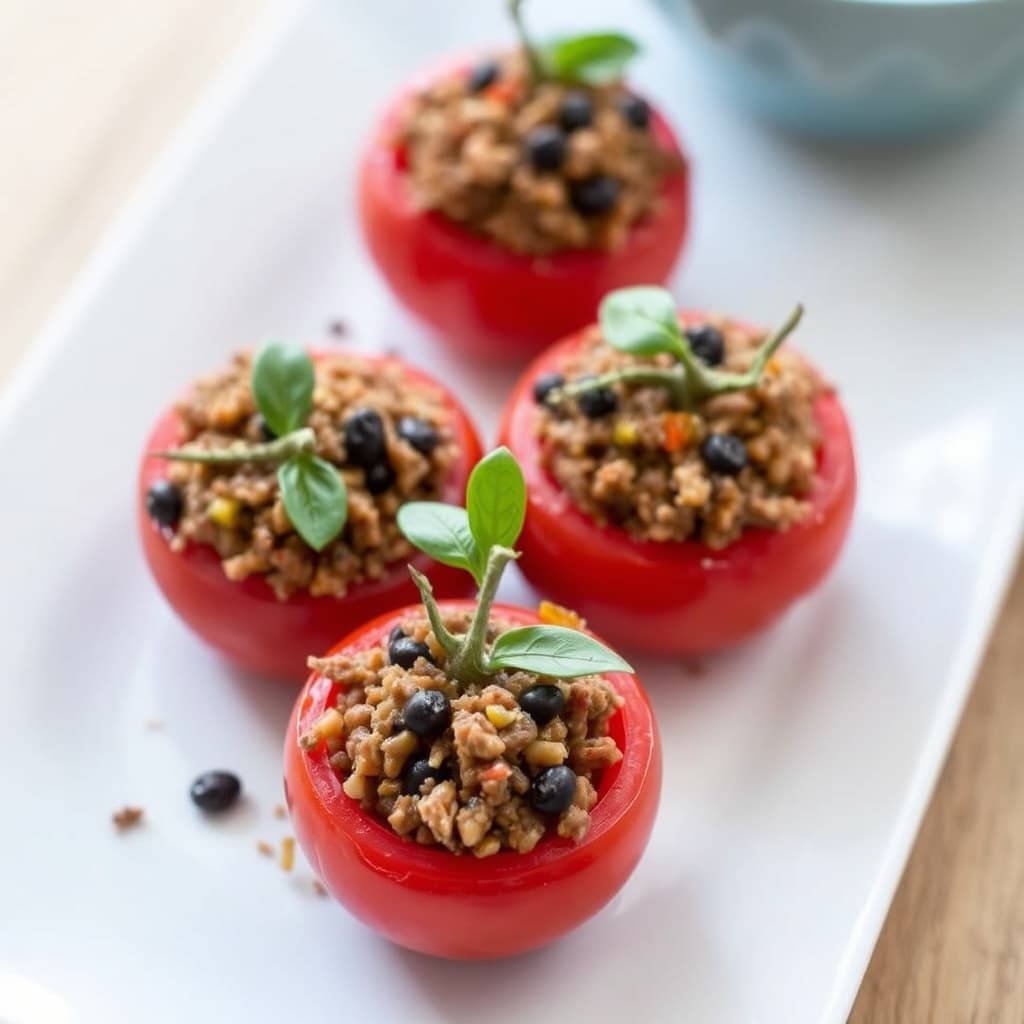 Cherrytomater fylt med spansk olivetapen