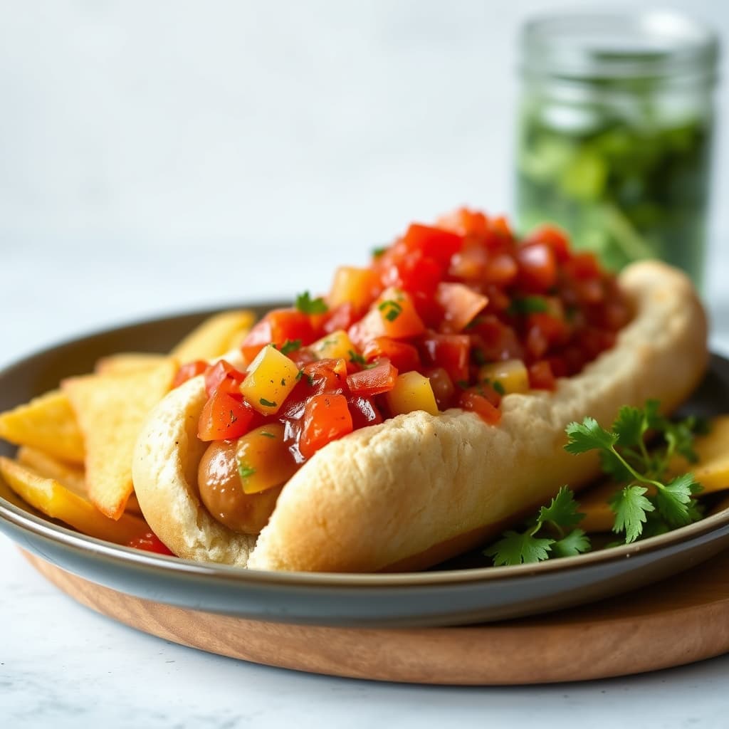 Chicago-stil hot dog med hjemmelaget sylteagurk