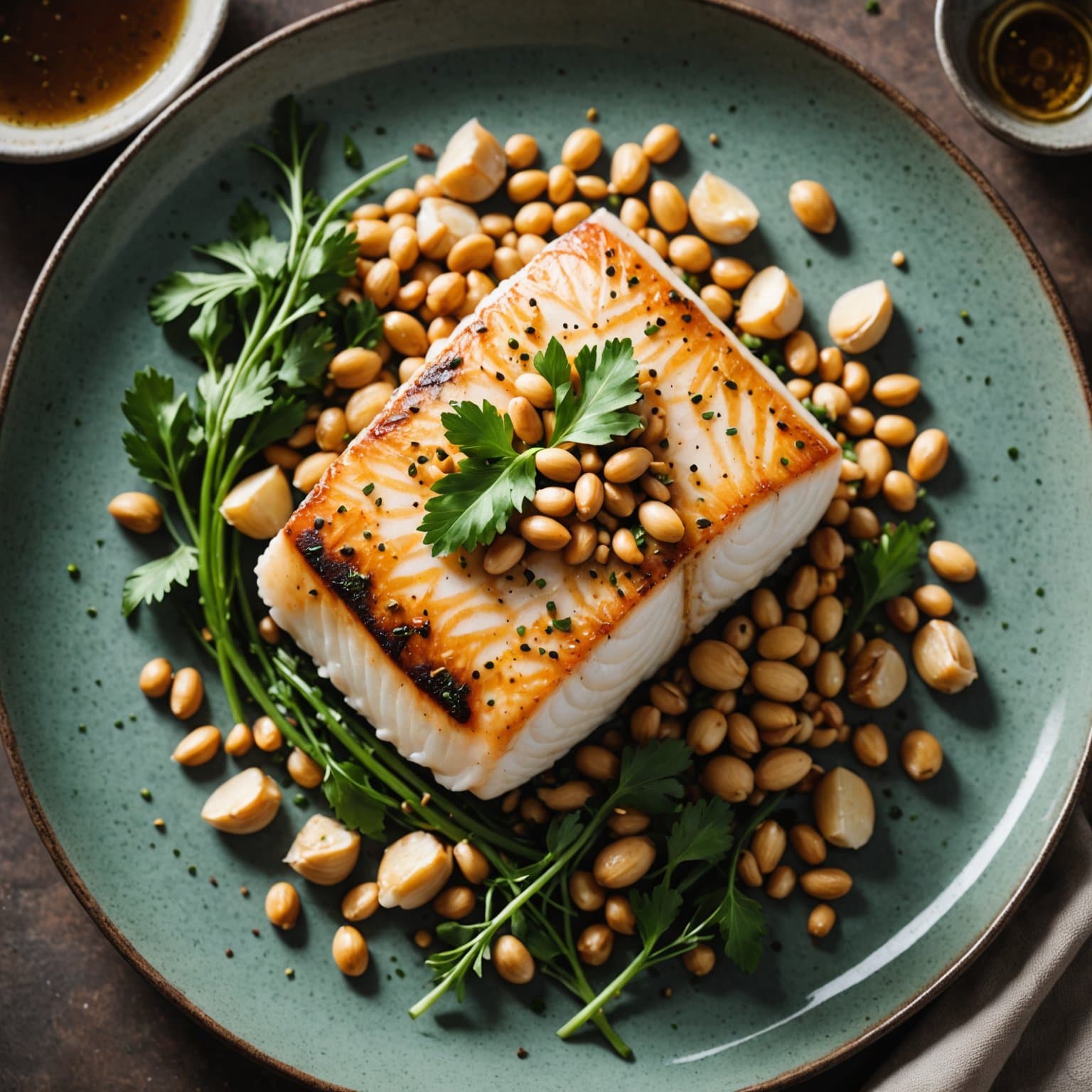 Chilensk havabbor med peanøtter og urter