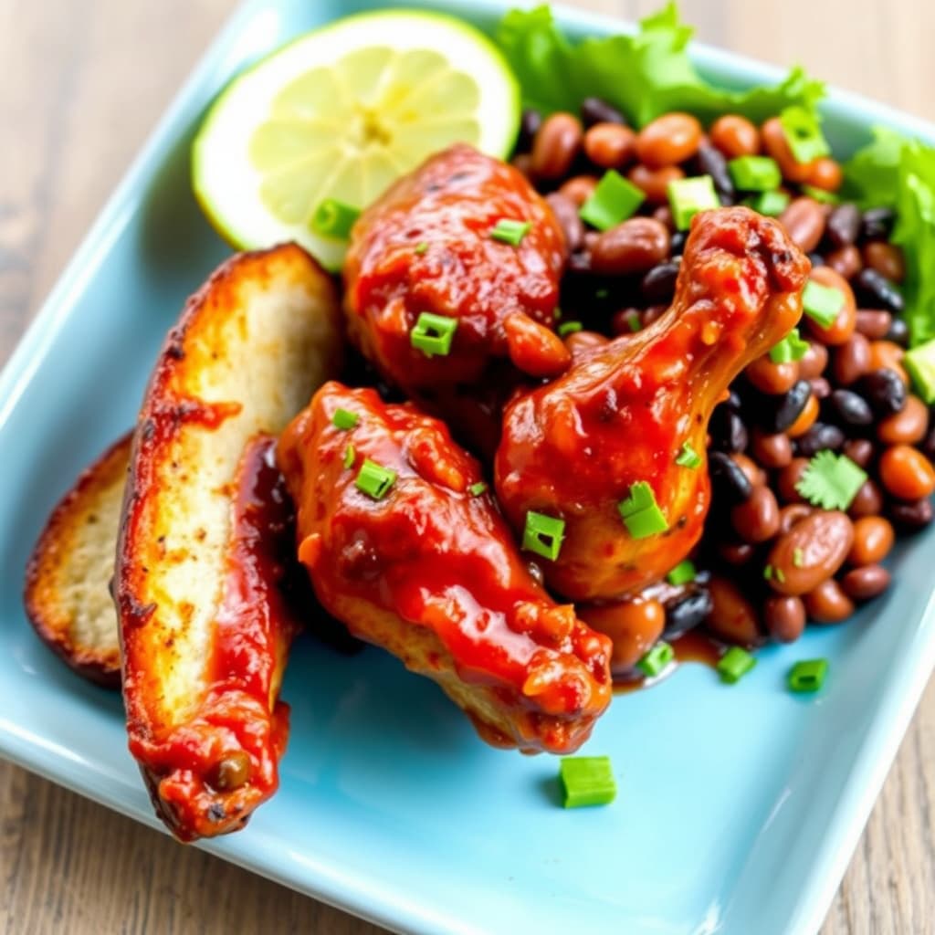 Chili BBQ-kyllingvinger med Bush's Black Bean Fiesta Grillin'-bønner