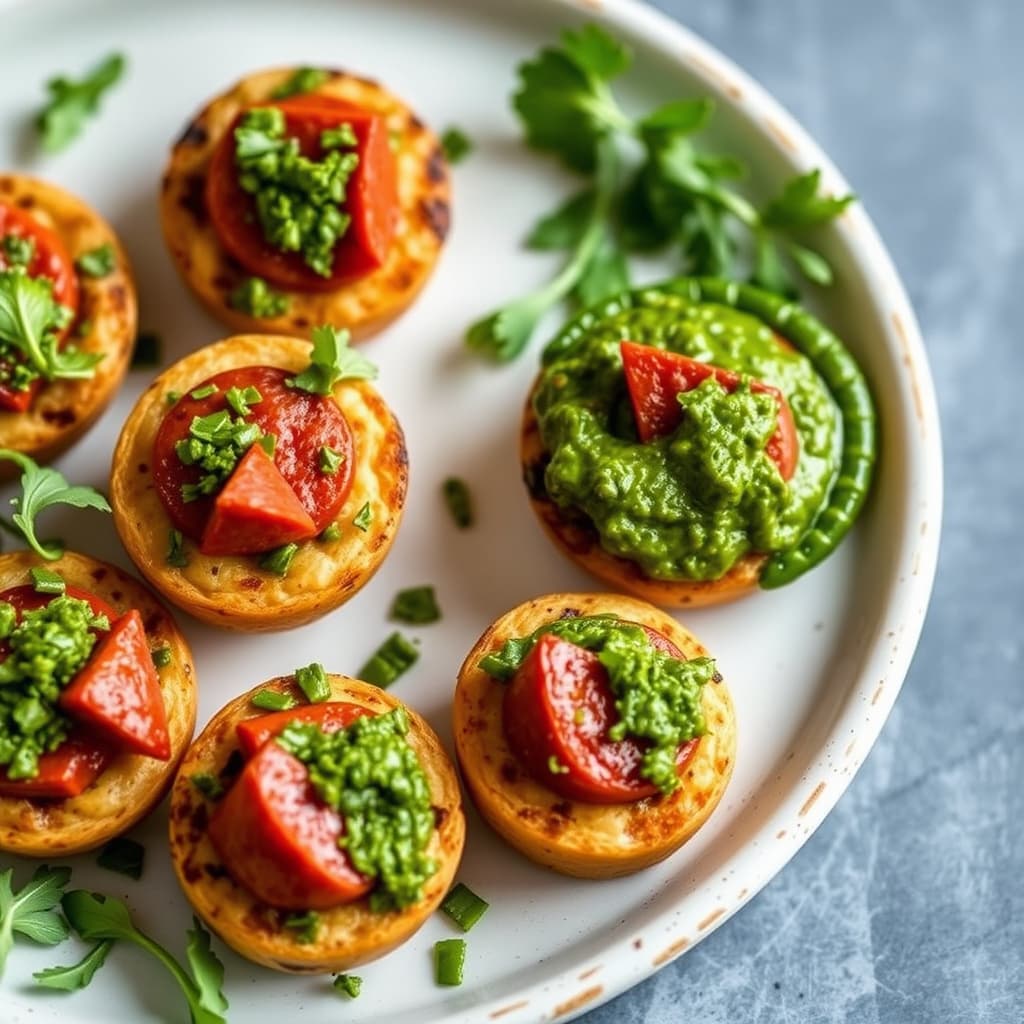 Chorizo-biter med ruccolapesto