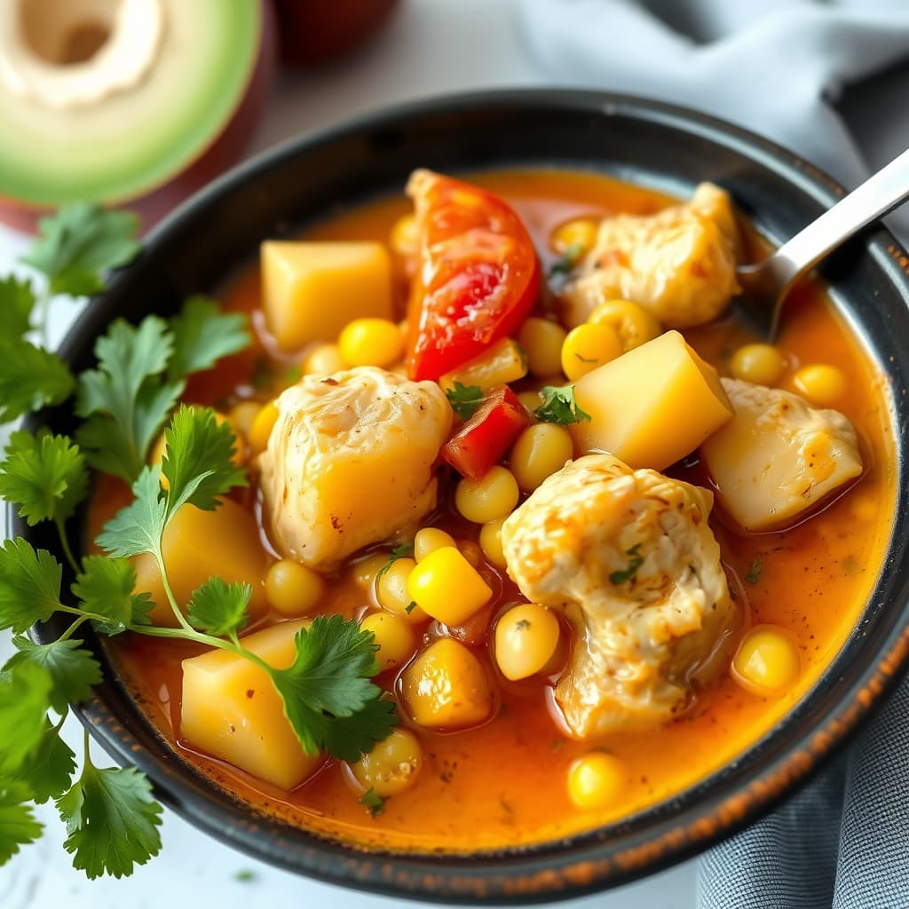 Colombiansk kylling-, mais- og potetgryte
