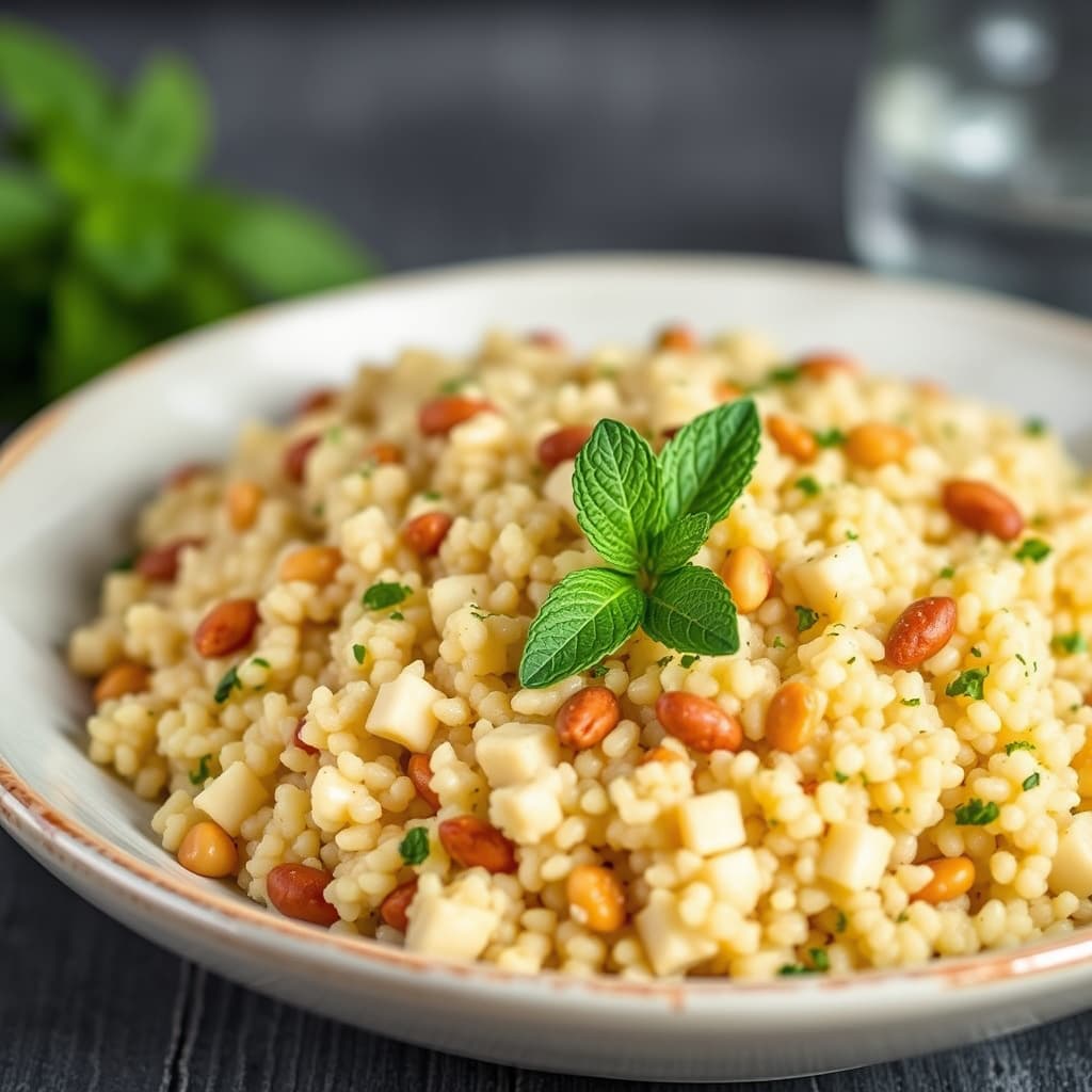 Couscous med pinjekjerner og mynte