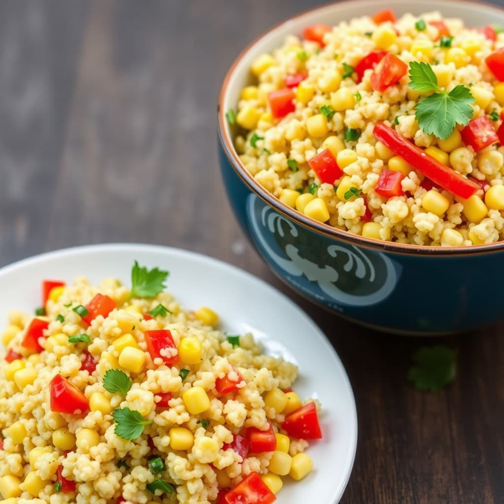 Couscous-salat med mais og rød paprika