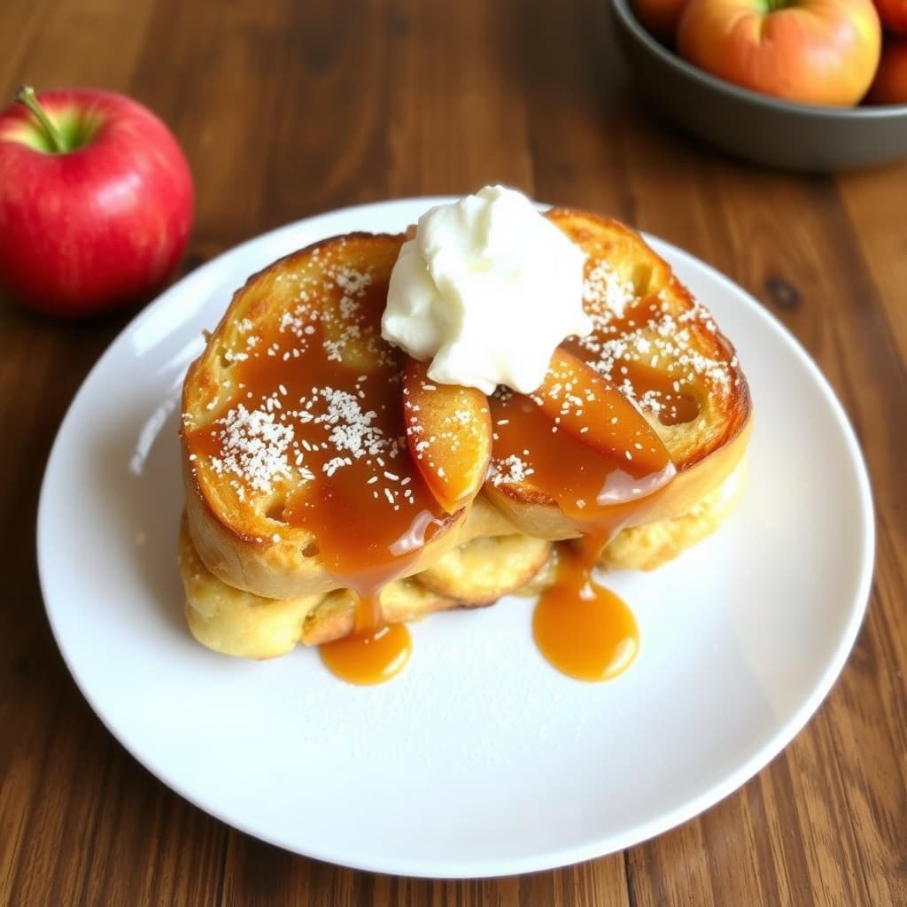 Croissant French Toast med myk karamelliserte epler