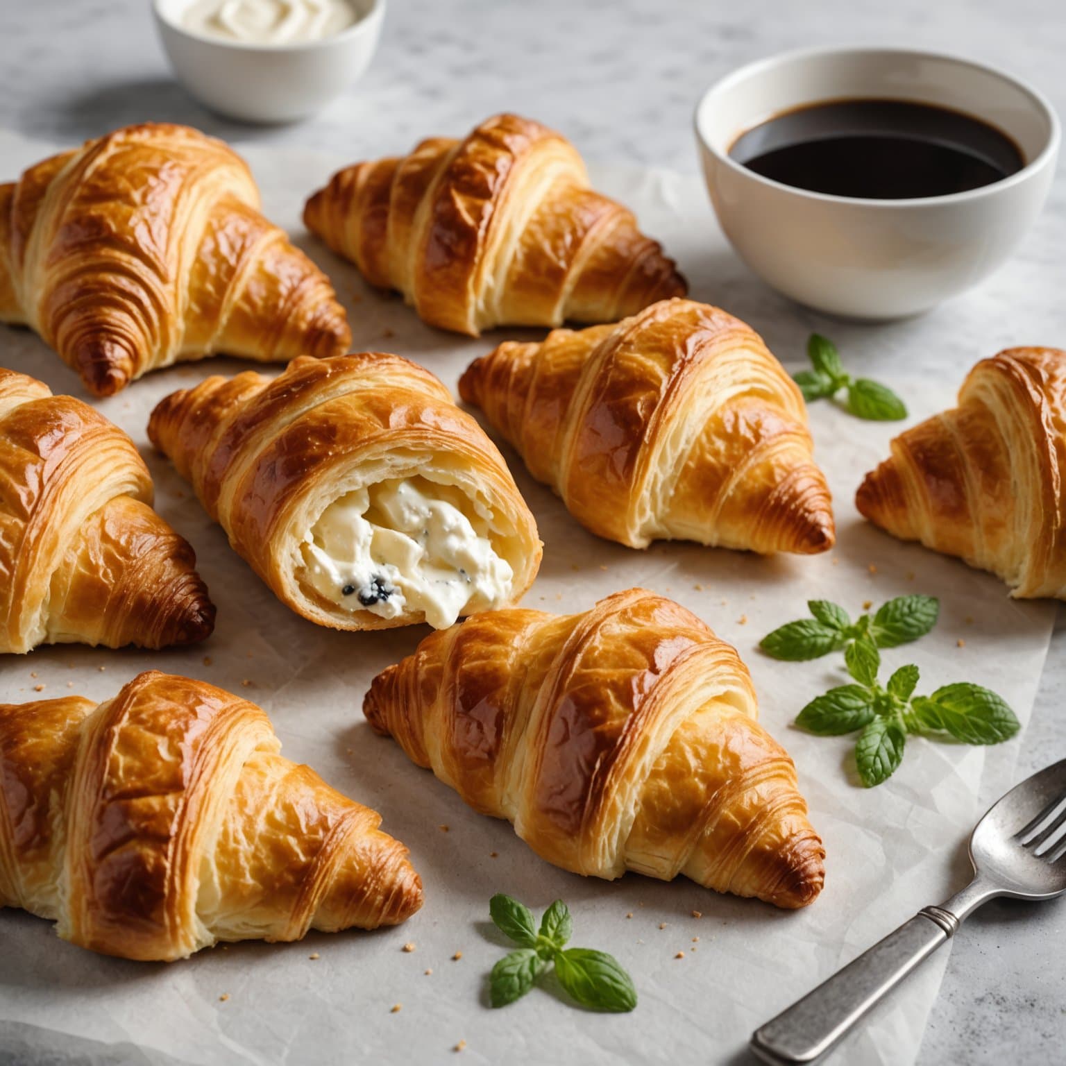 Croissanter fylt med kremost