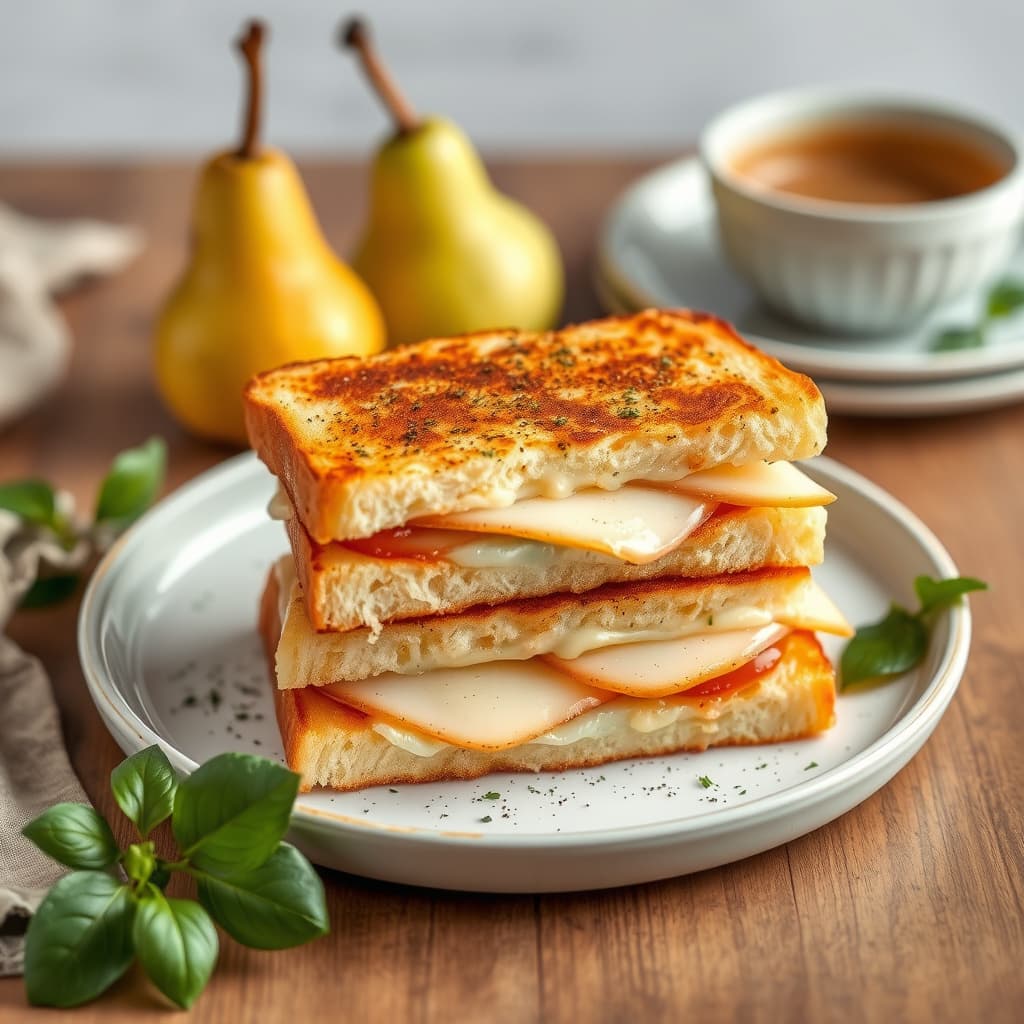 Croque Monsieur-sandwicher med pærer