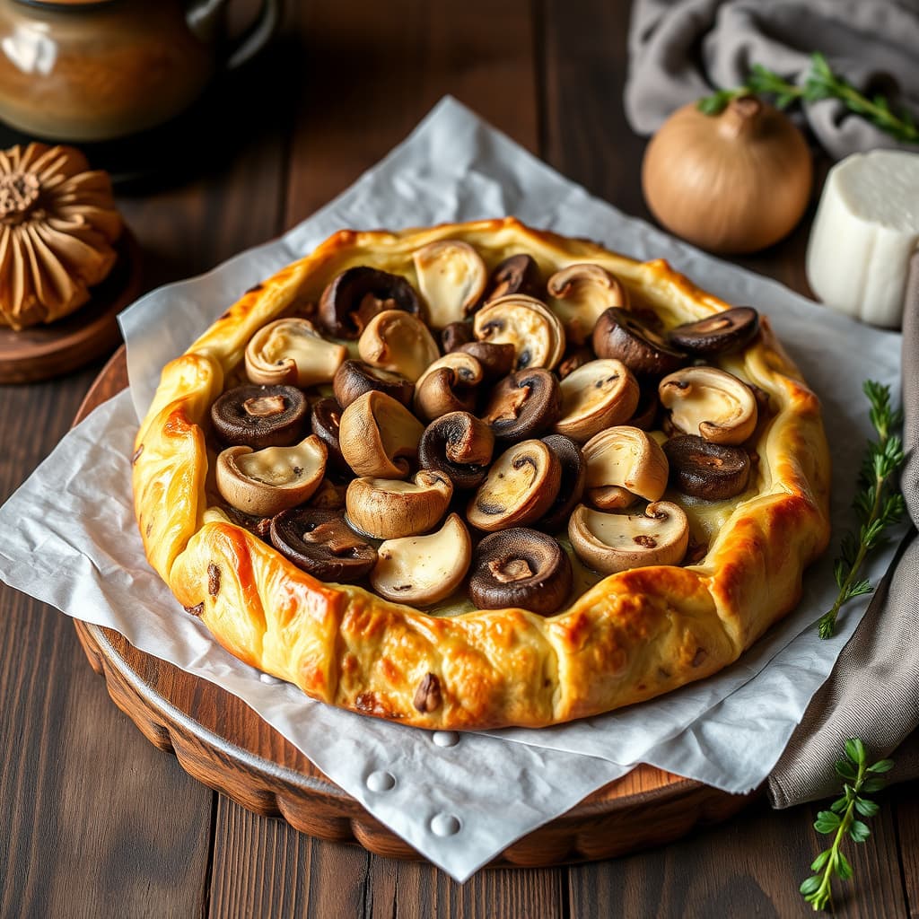 Crostata med artisjokk, sopp og Caciocavallo-ost