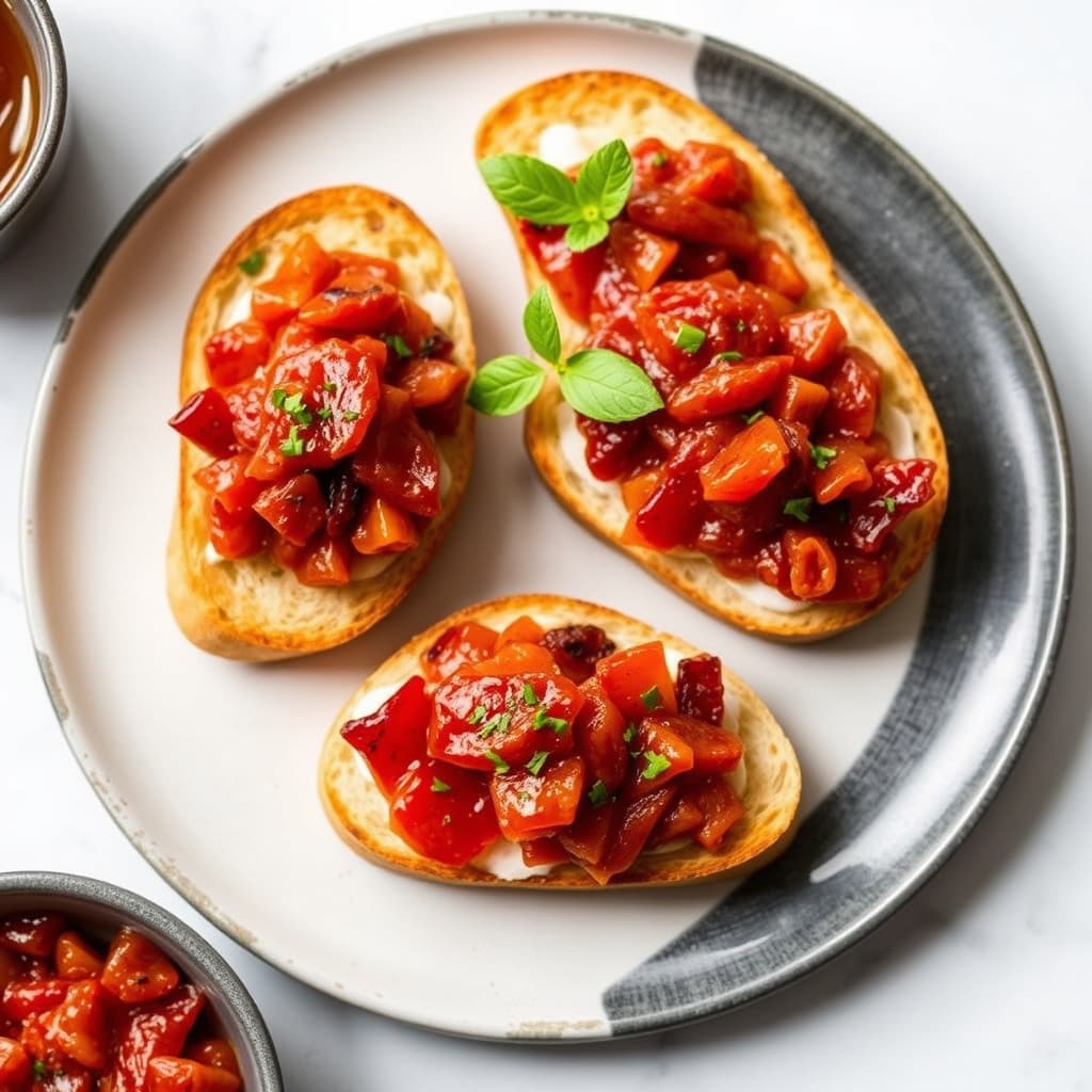 Crostini med soltørket tomat-gele