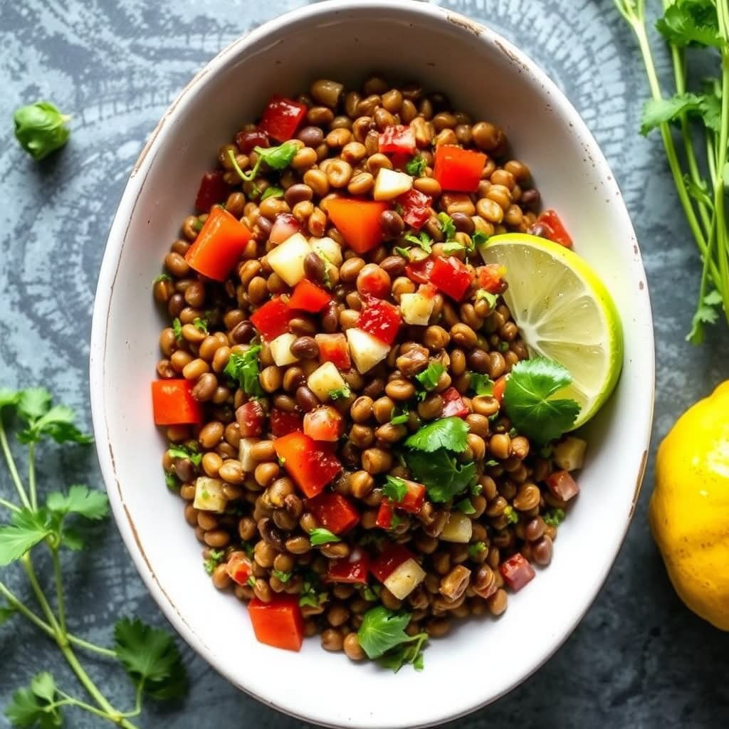 Cubansk linsalat med krydret vinaigrette