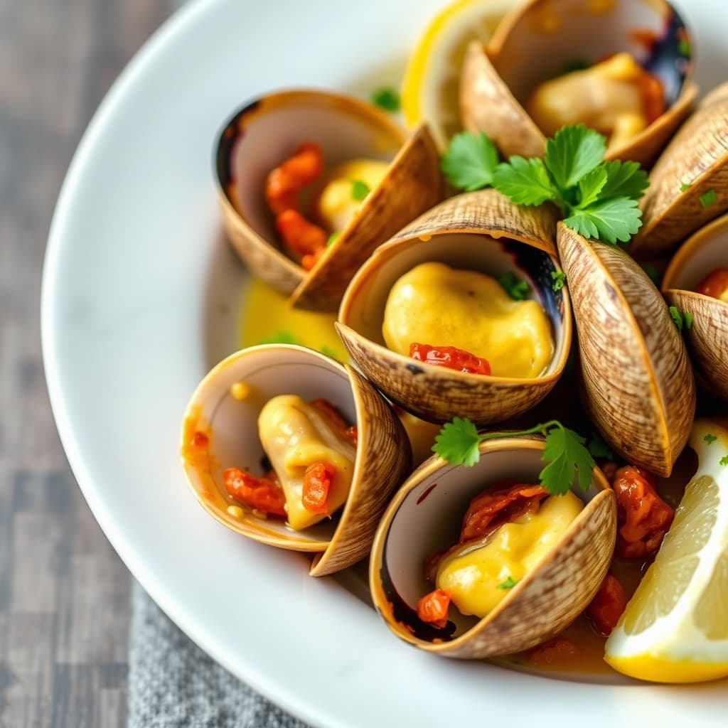 Dampede blåskjell med chorizo, sitrus og safran-aioli