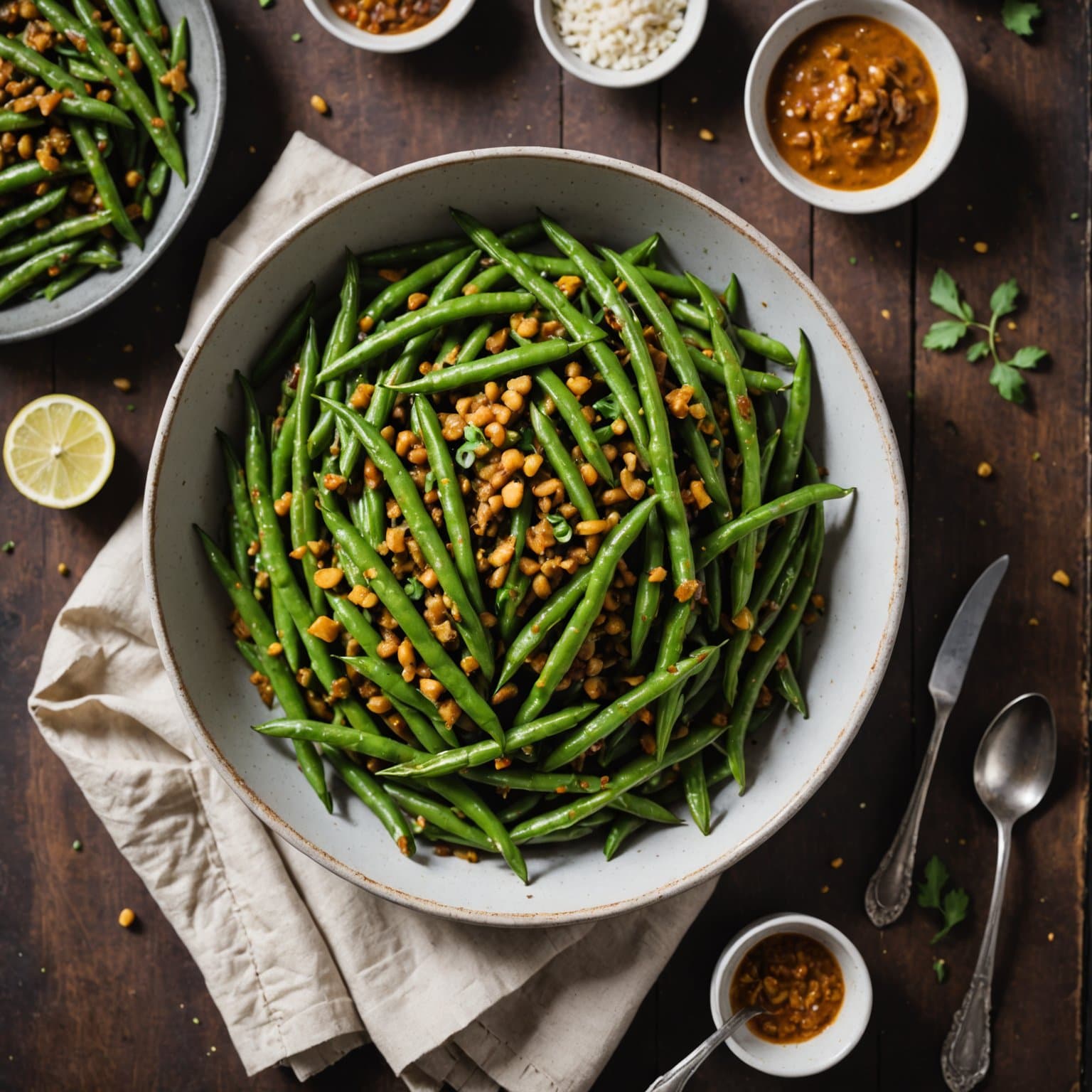 Dampede grønne bønner med karri