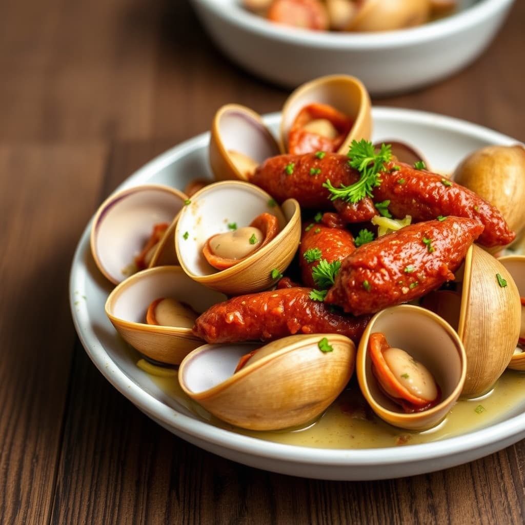 Dampede kamskjell med fennikel og krydret italiensk pølse