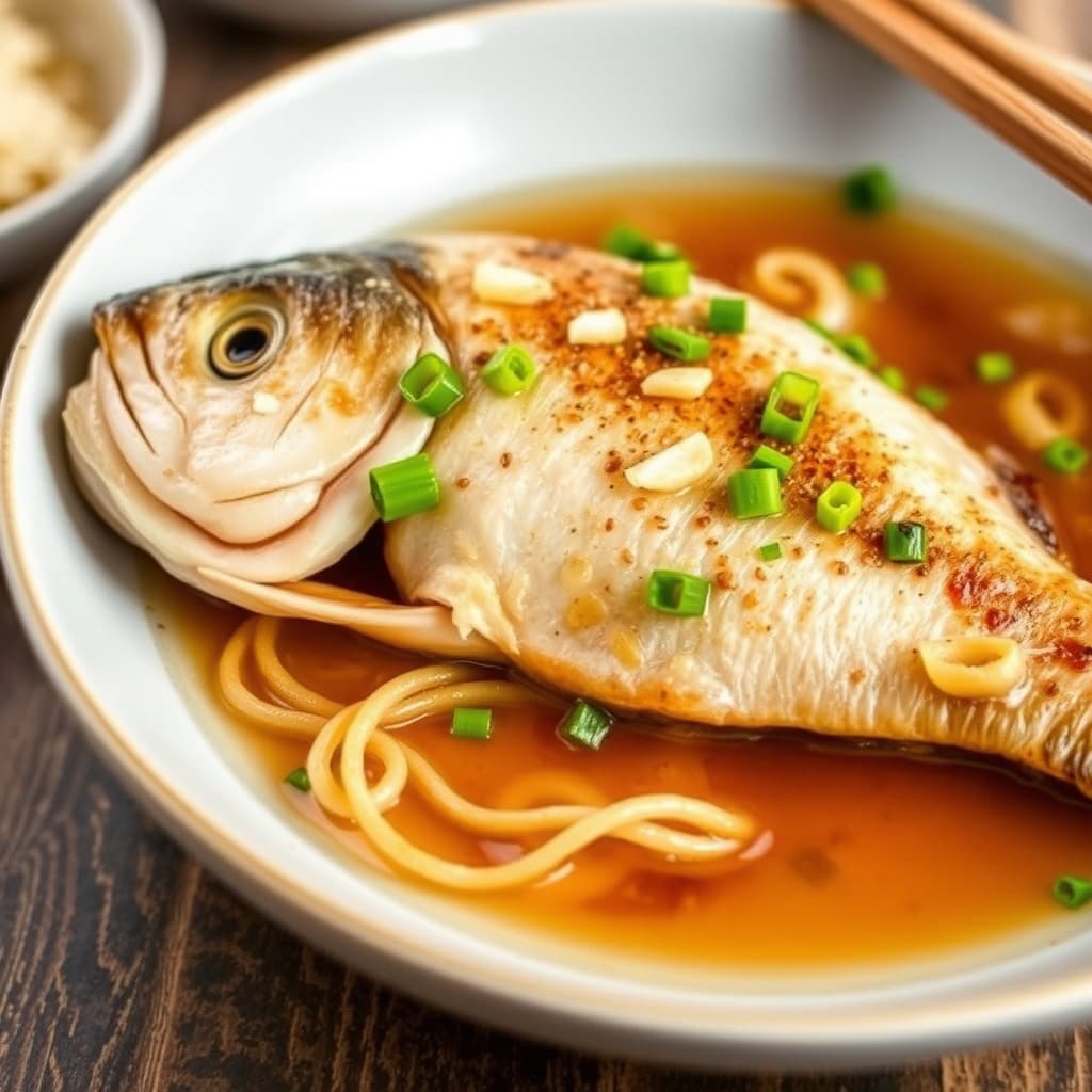 Dampet fisk med vårløk og ingefær