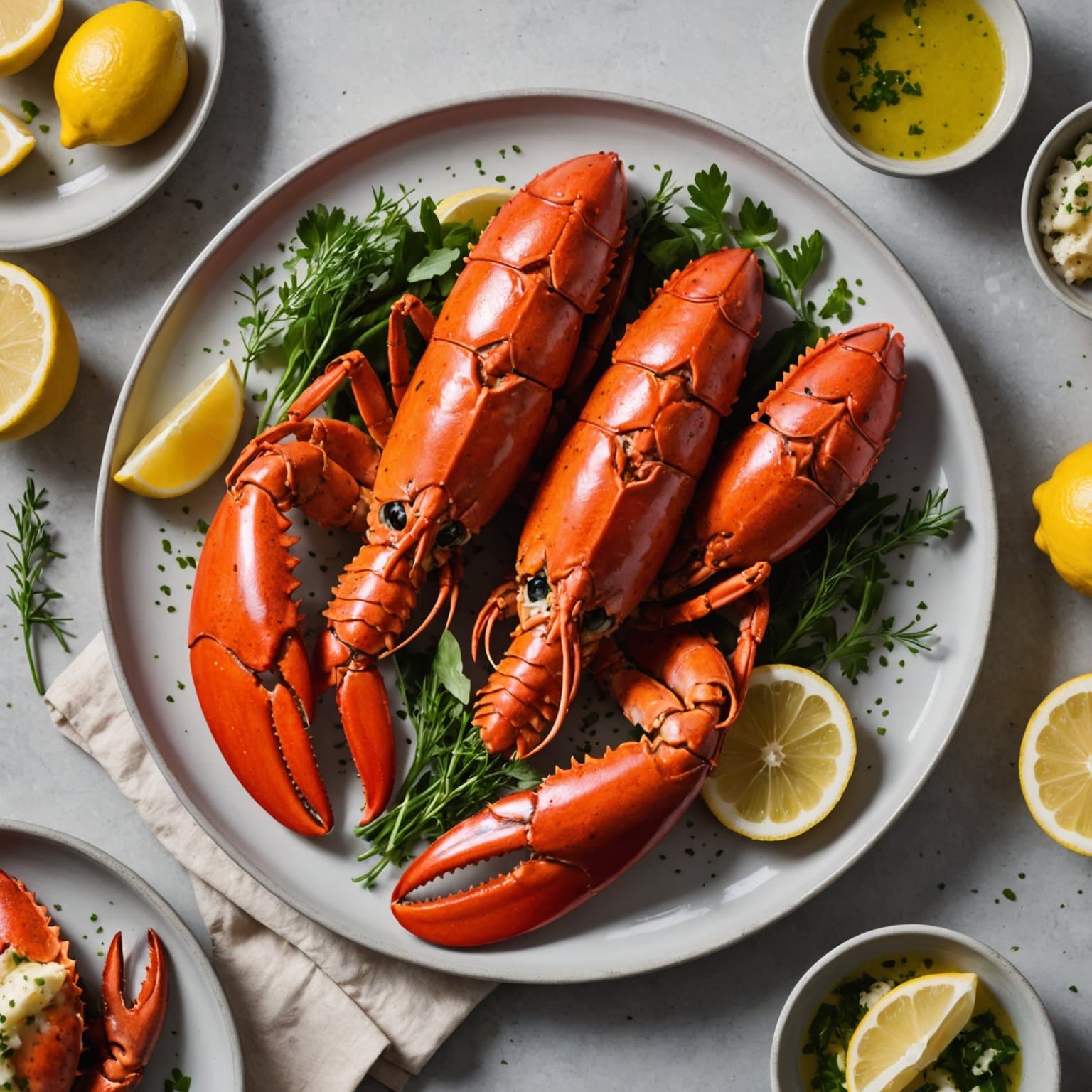 Dampet hummer med sitron-urtesmør
