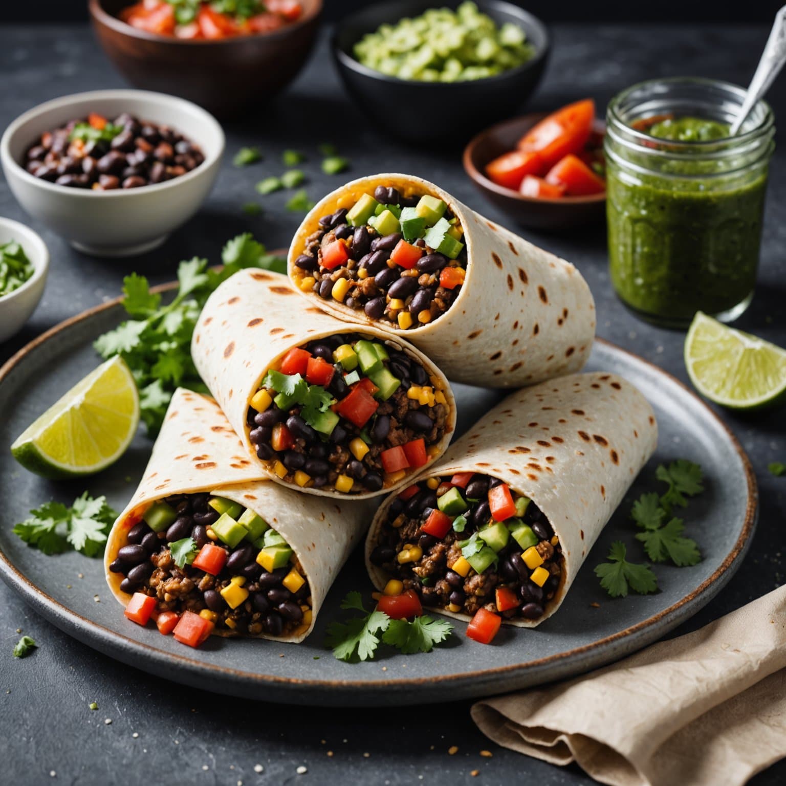 Deilige svarte bønneburritos