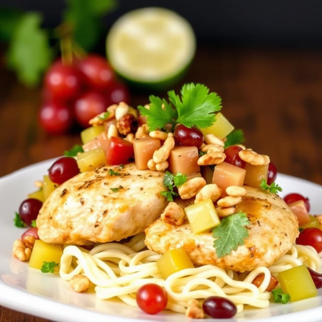 Dijon-kylling med drue- og pinjekjerner salsa