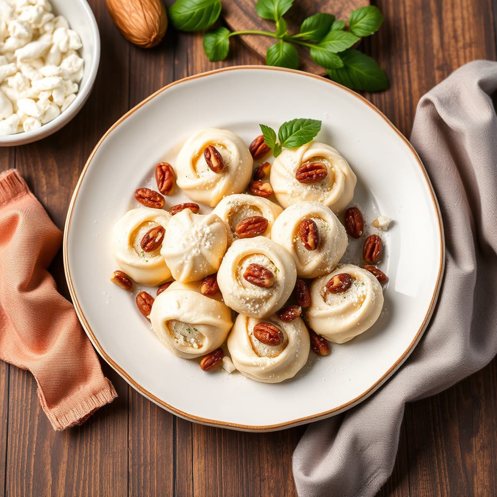 Ditaloni med ricotta og nøtter