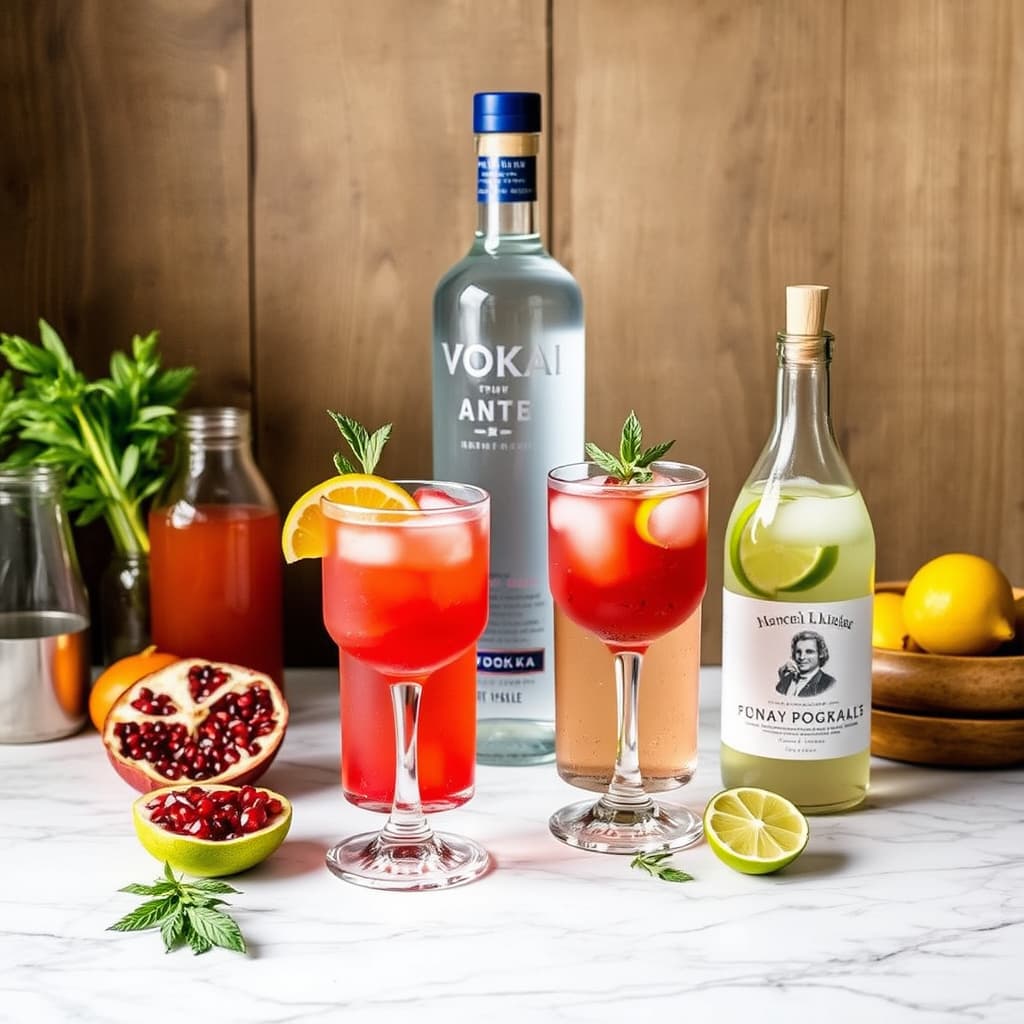 DIY-vodkabar med krydret granateple- og sitrongress-limeblanding