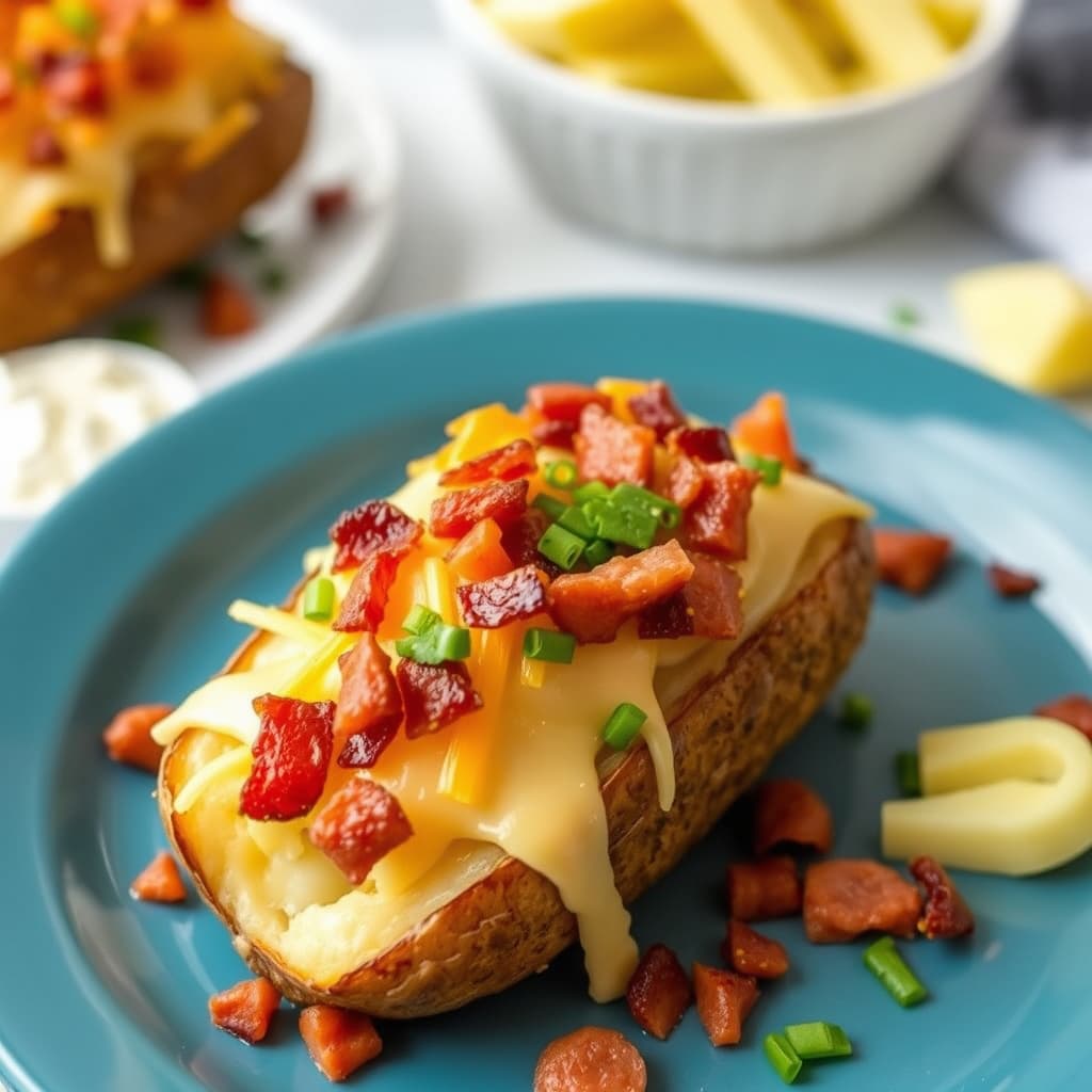 Dobbelbakte poteter med ost og bacon