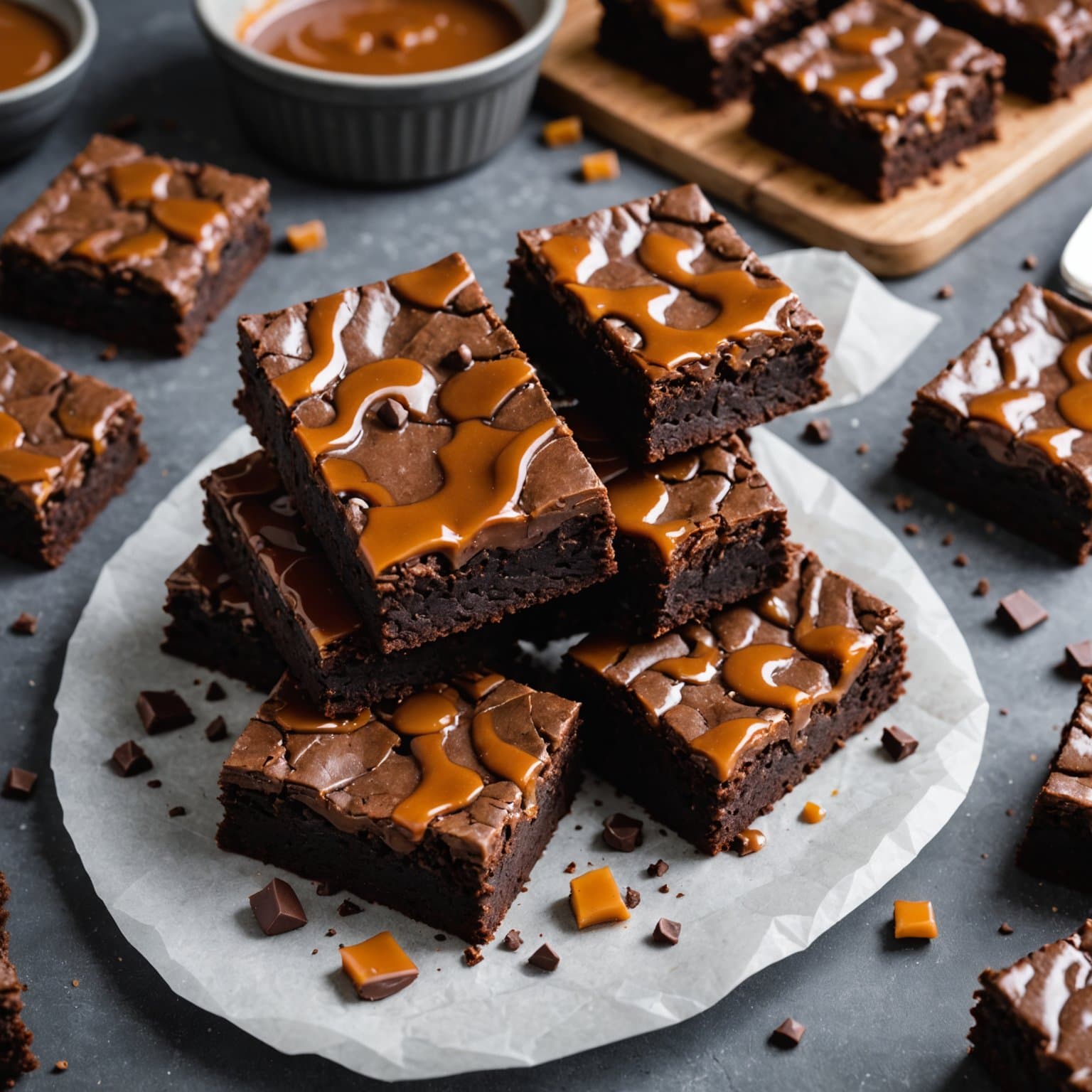 Dobbeltsjokolade karamellbrownies