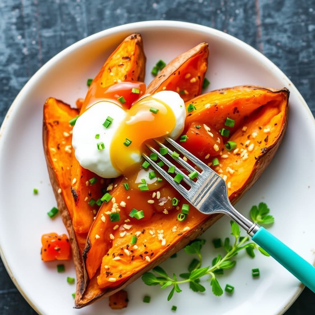 Dobbeltsvarte søtpoteter med varm honning