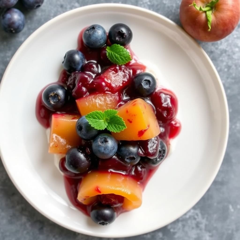 Druer-, blåbær- og aprikoskompott