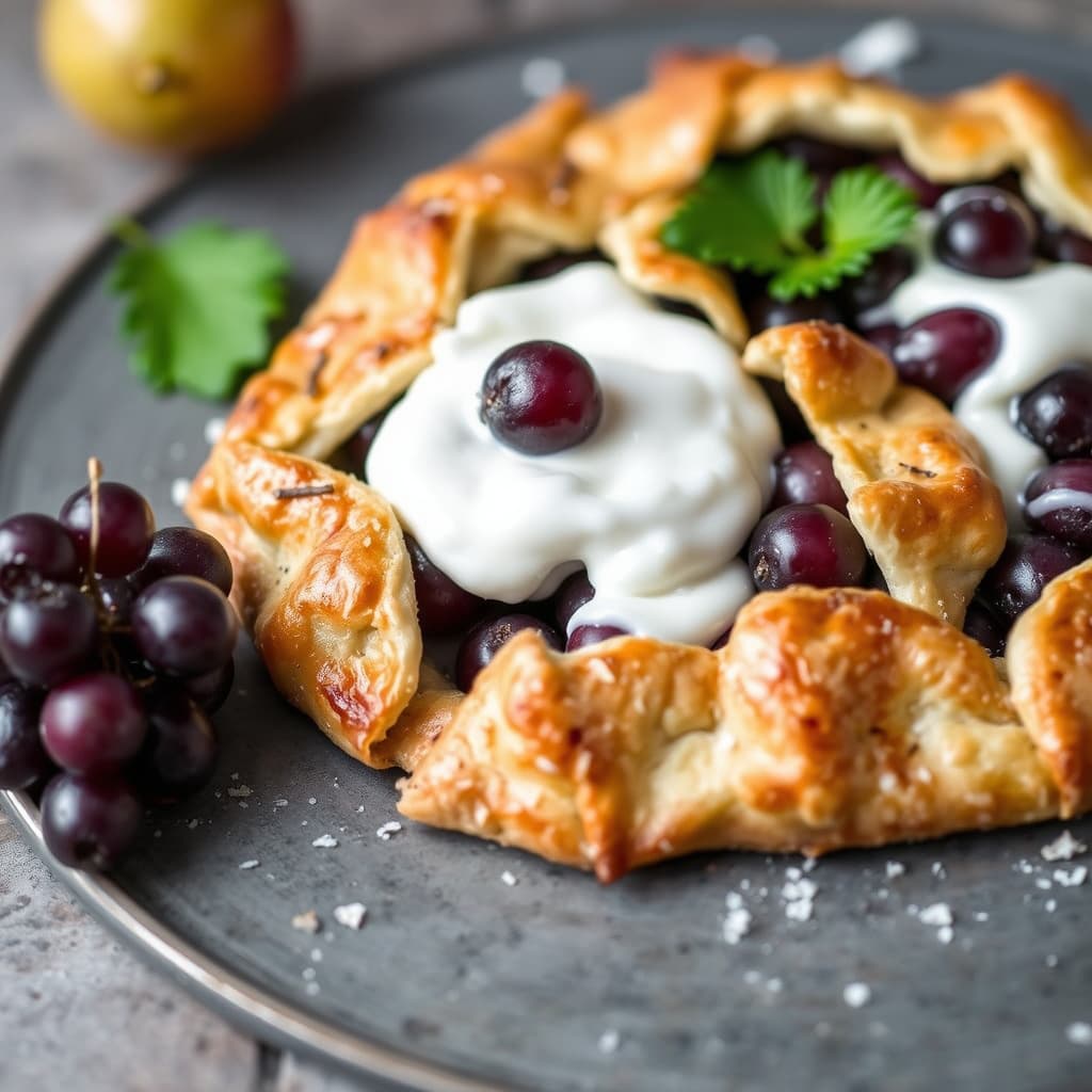 Druer galette med mandelkremsaus