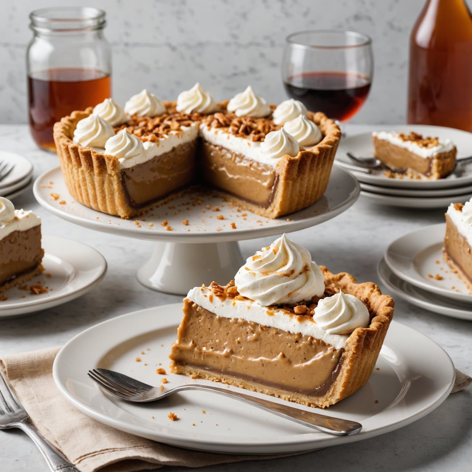 Dypfyllt lønnesirup- og bourbonkrempai