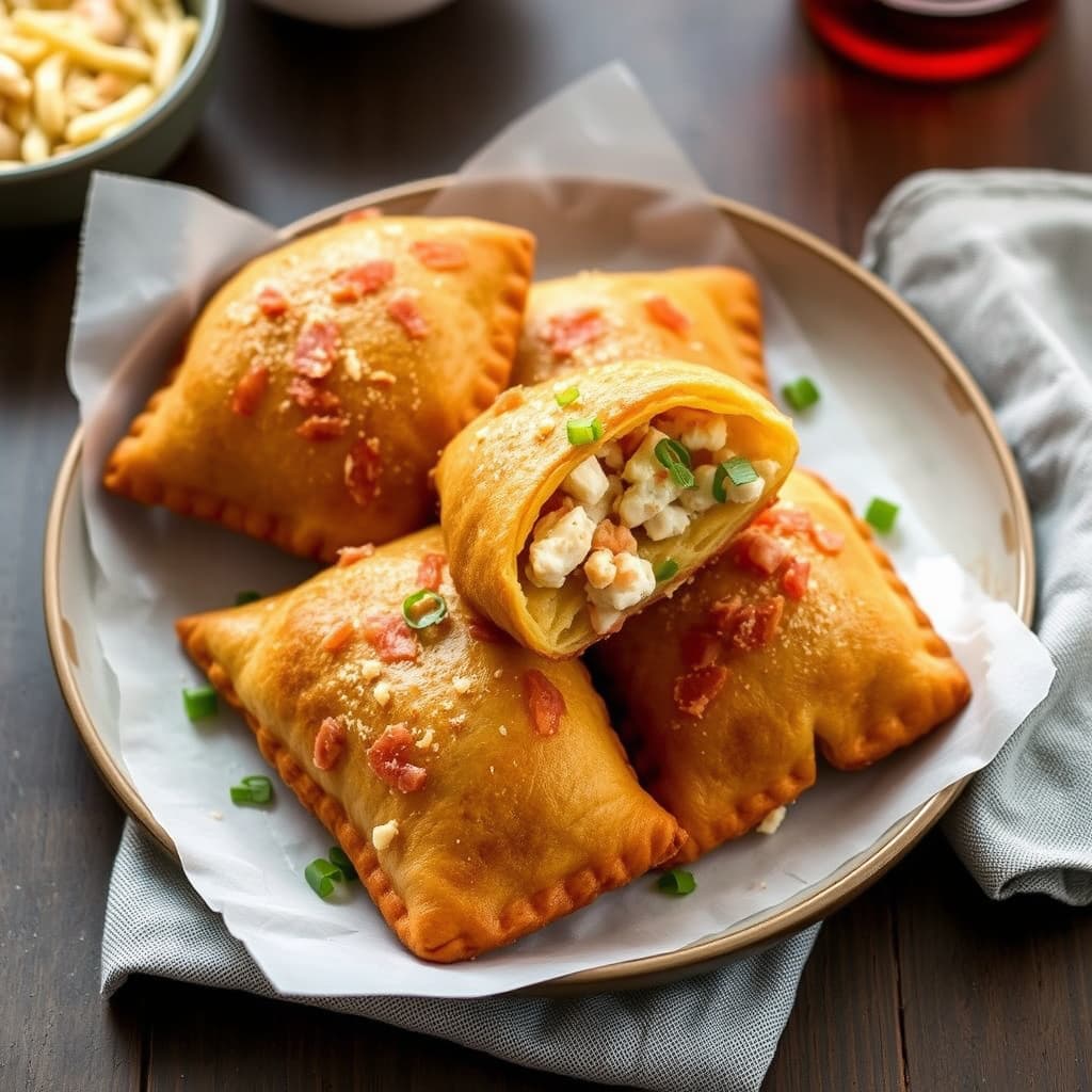 Dypstekte masa-turnover med krabbe