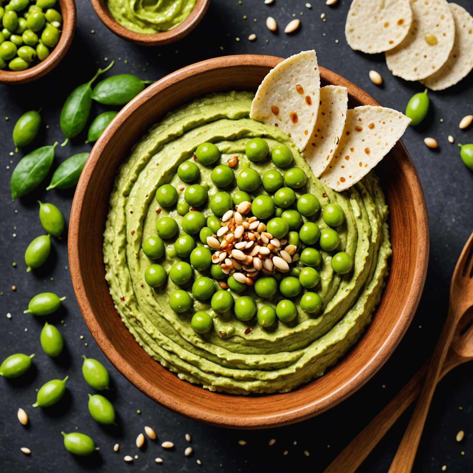 Edamame- og hvitløkshummus