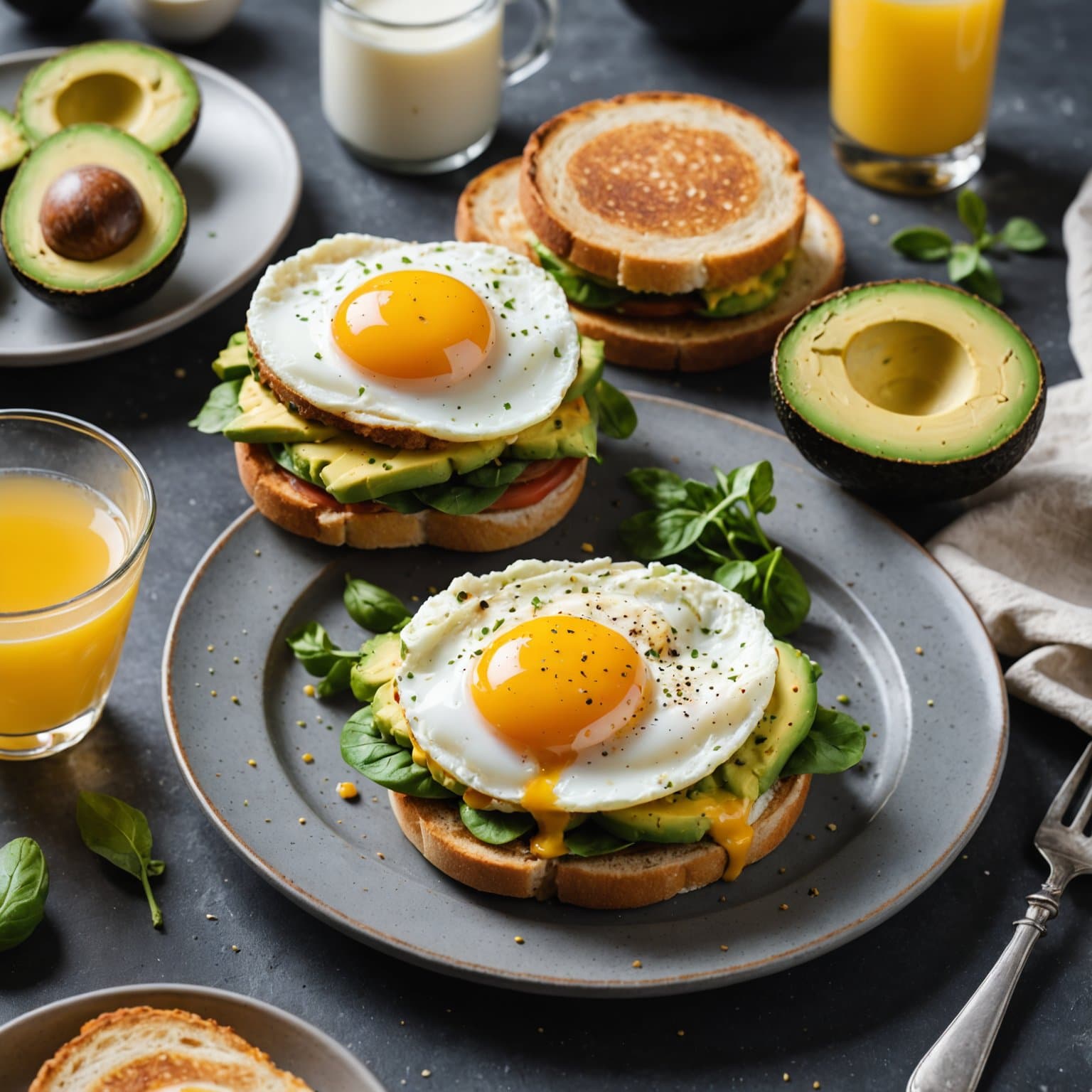 Egg- og avokadomiddagssandwich